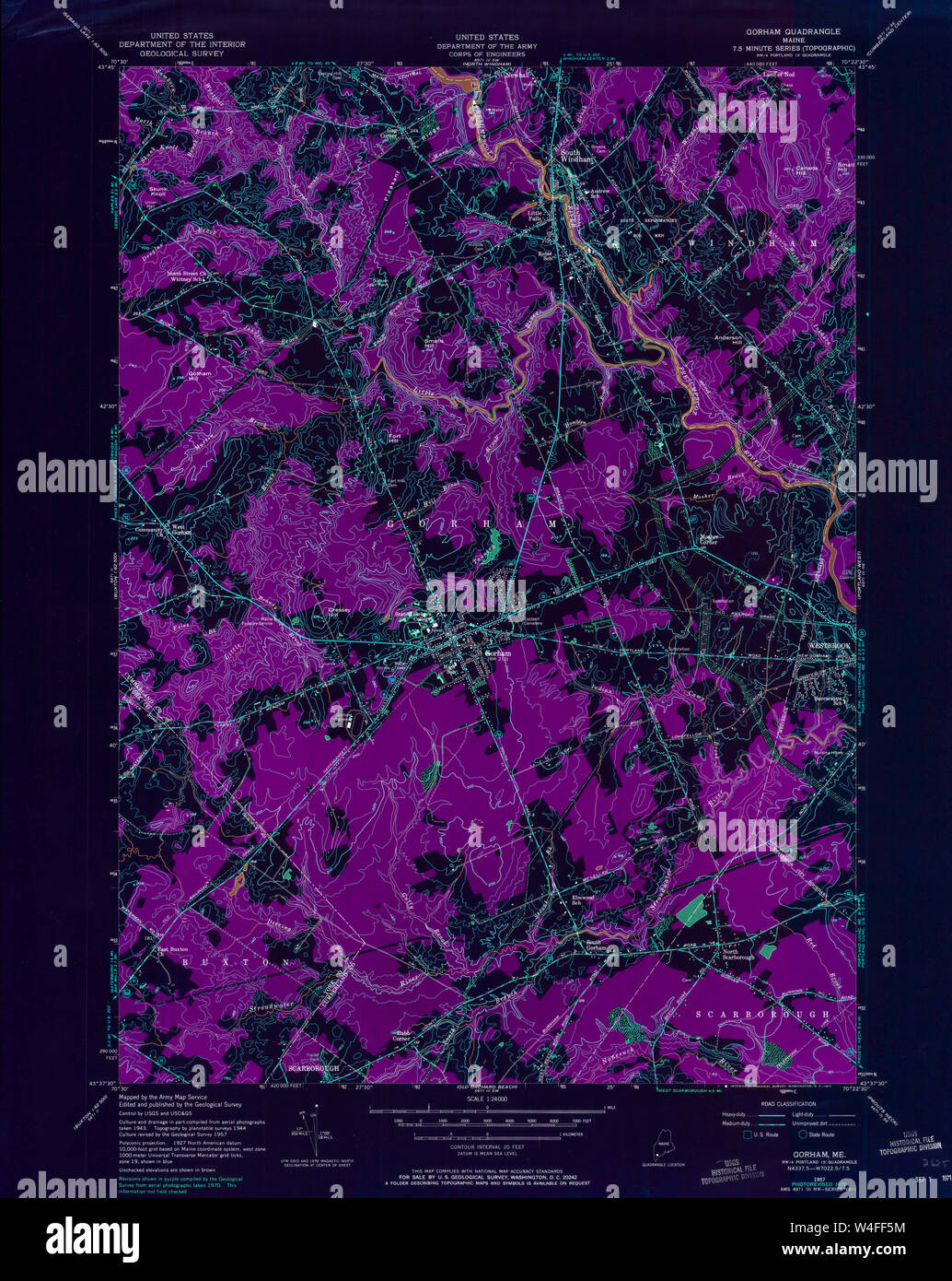 Maine USGS Historical Map Gorham 806720 1957 24000 Inversion