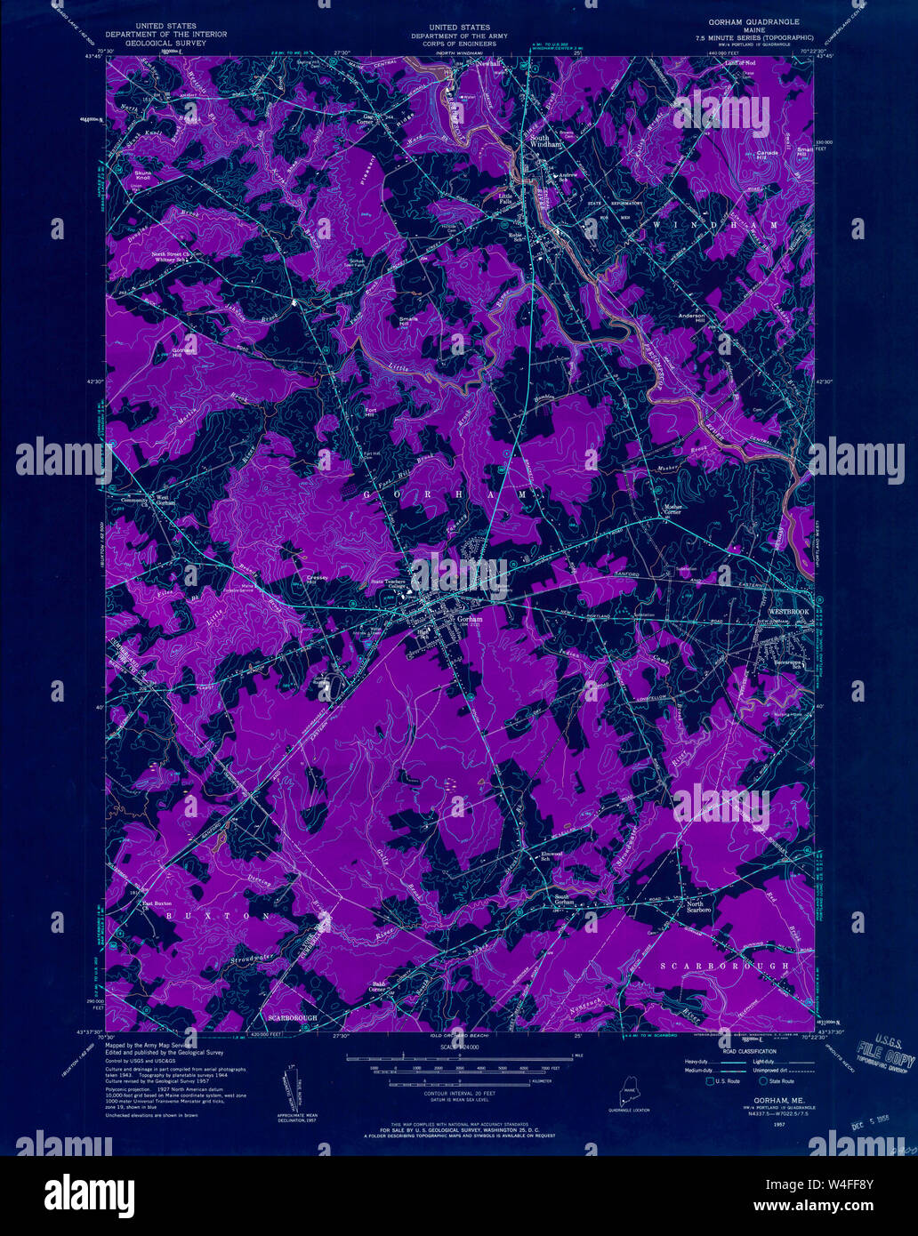 Maine USGS Historical Map Gorham 806721 1957 24000 Inversion