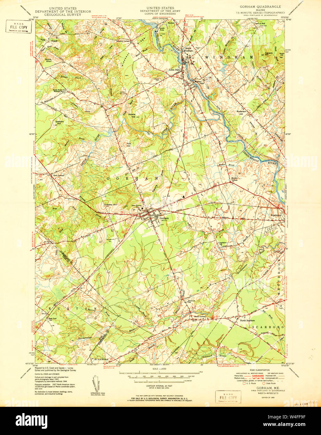 Maine USGS Historical Map Gorham 806722 1950 24000 Restoration Stock Photo Alamy