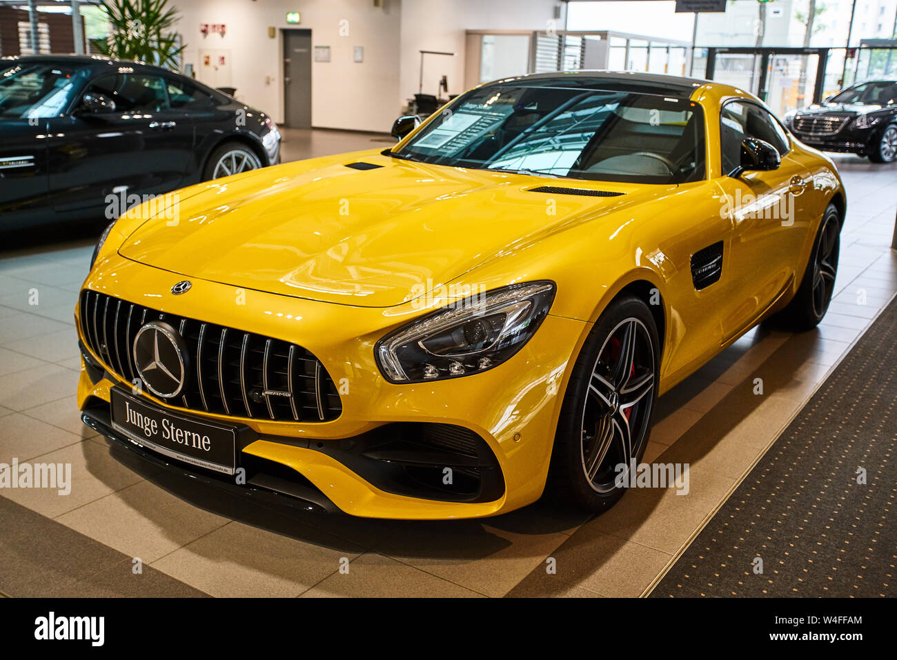 Germany, Dusseldorf July 17, 2019 The new modern MercedesBenz AMG GTS