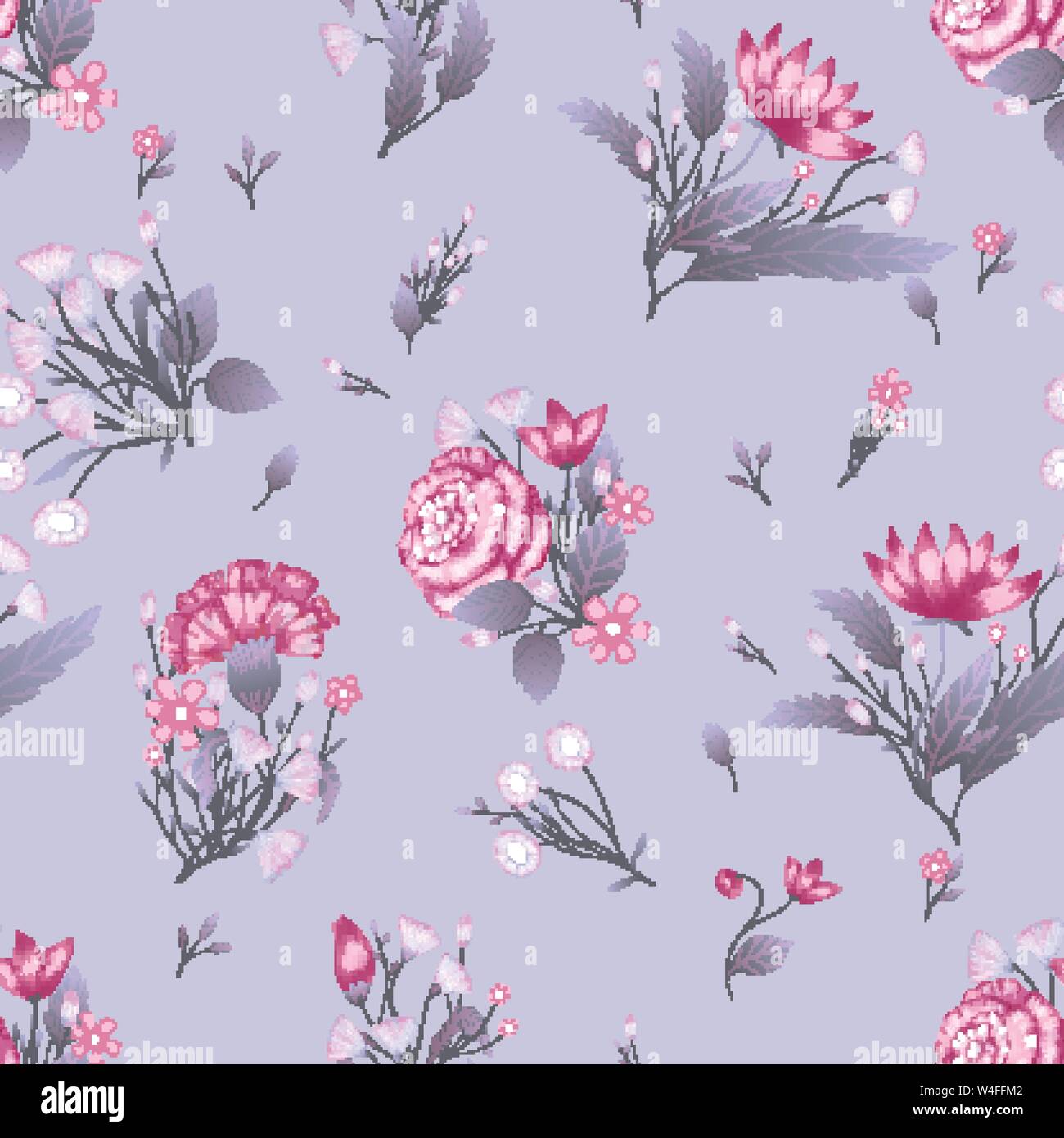 Seamless pattern Vector floral design with roses . Romantic background ...