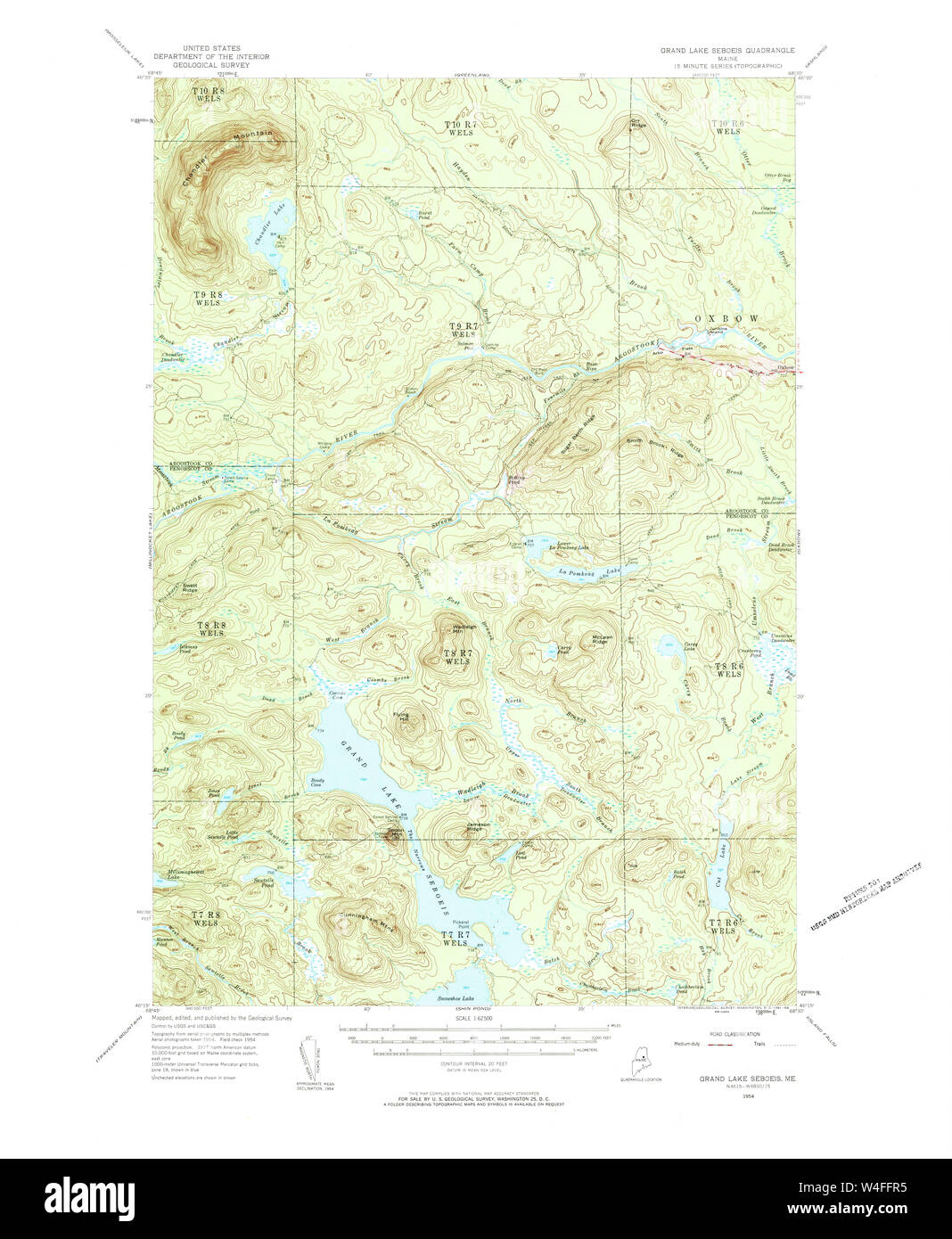 Maine USGS Historical Map Grand Lake Seboeis 460441 1954 62500 ...