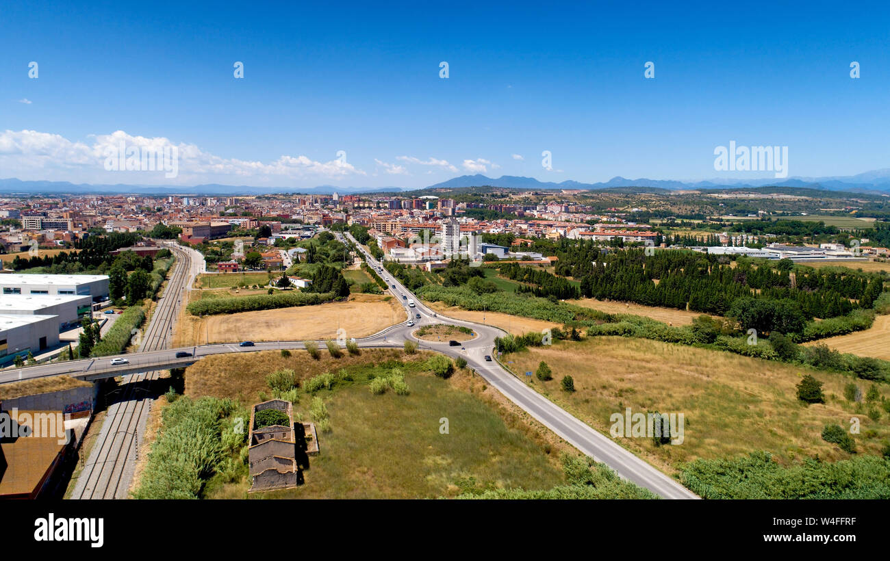 Aerial view of Figueres city in Catalonia Stock Photo