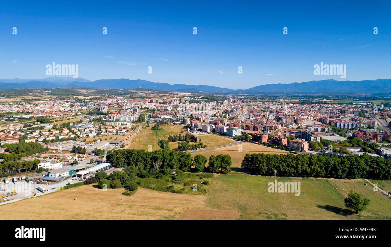 Aerial view of Figueres city in Catalonia Stock Photo