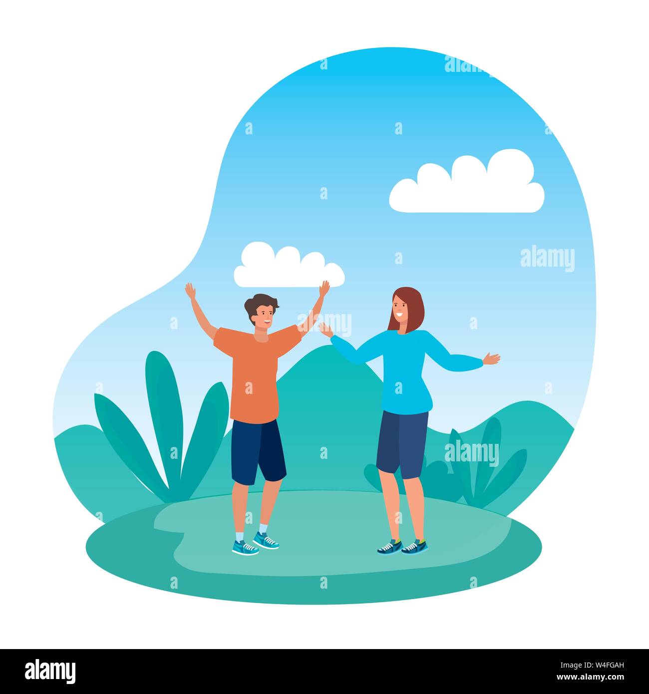 young lovers couple celebrating in the park Stock Vector Image & Art ...