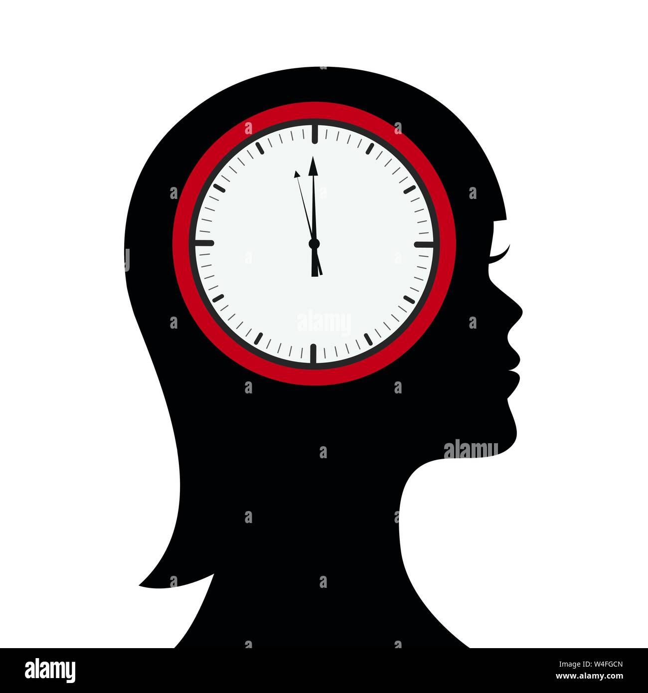 Illustration thinking concept human head clock hires stock photography