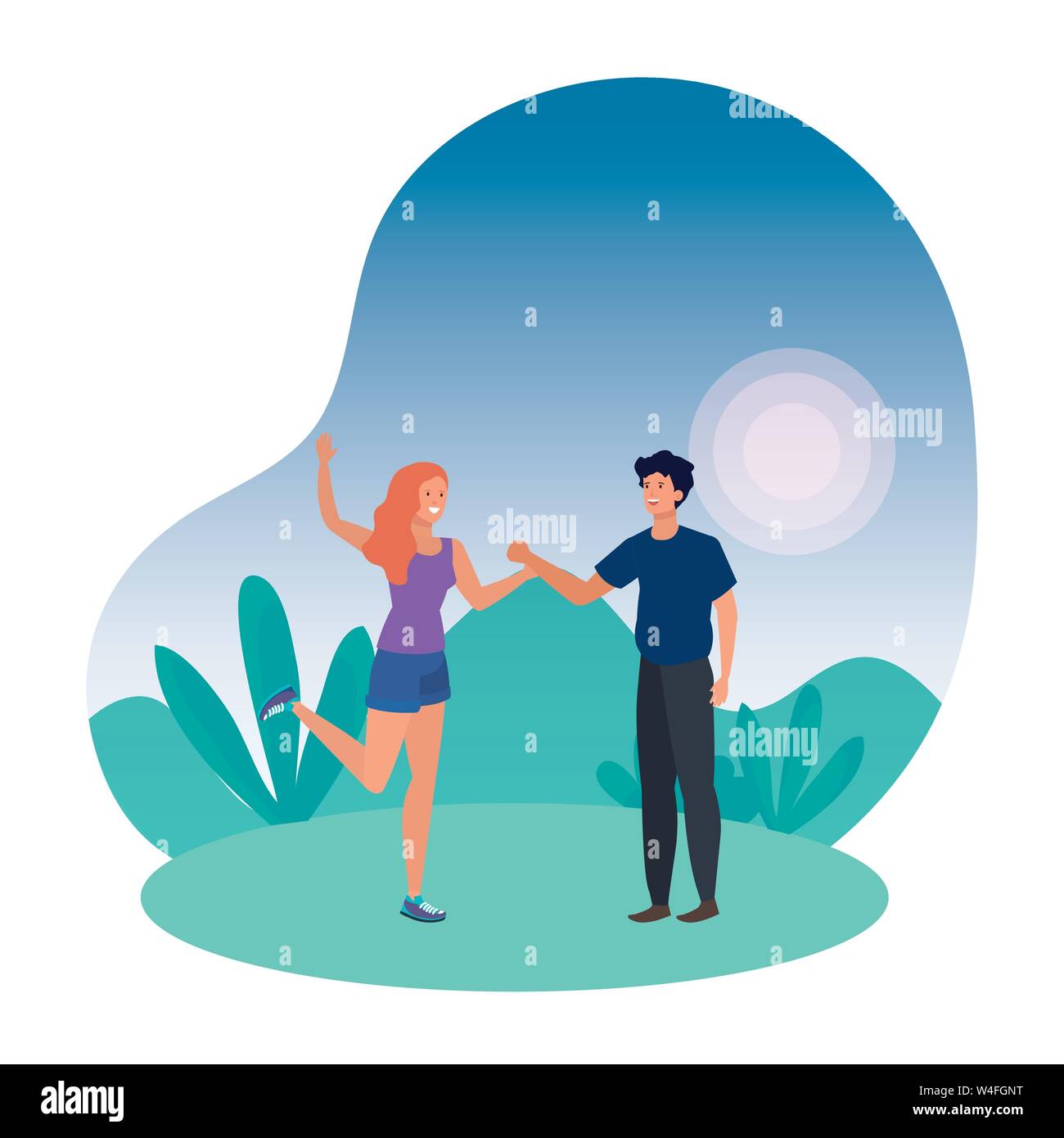 young lovers couple in the landscape Stock Vector Image & Art - Alamy