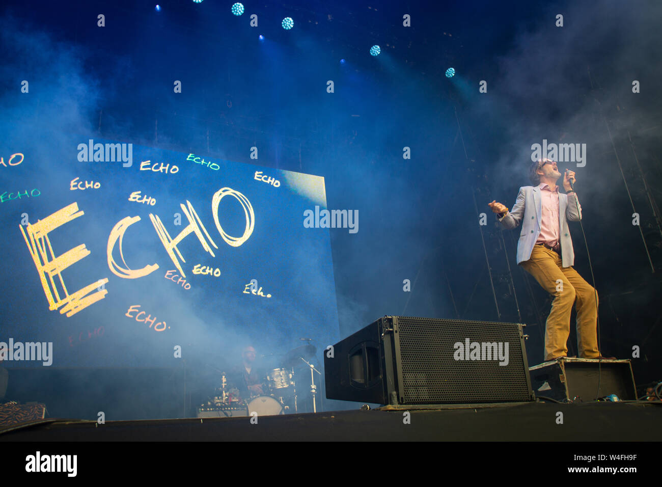 Jarvis Cocker performs at Bluedot Saturday night.(20th July 2019)Taking place between 18-21 July at Jodrell Bank, Cheshire UK. Stock Photo