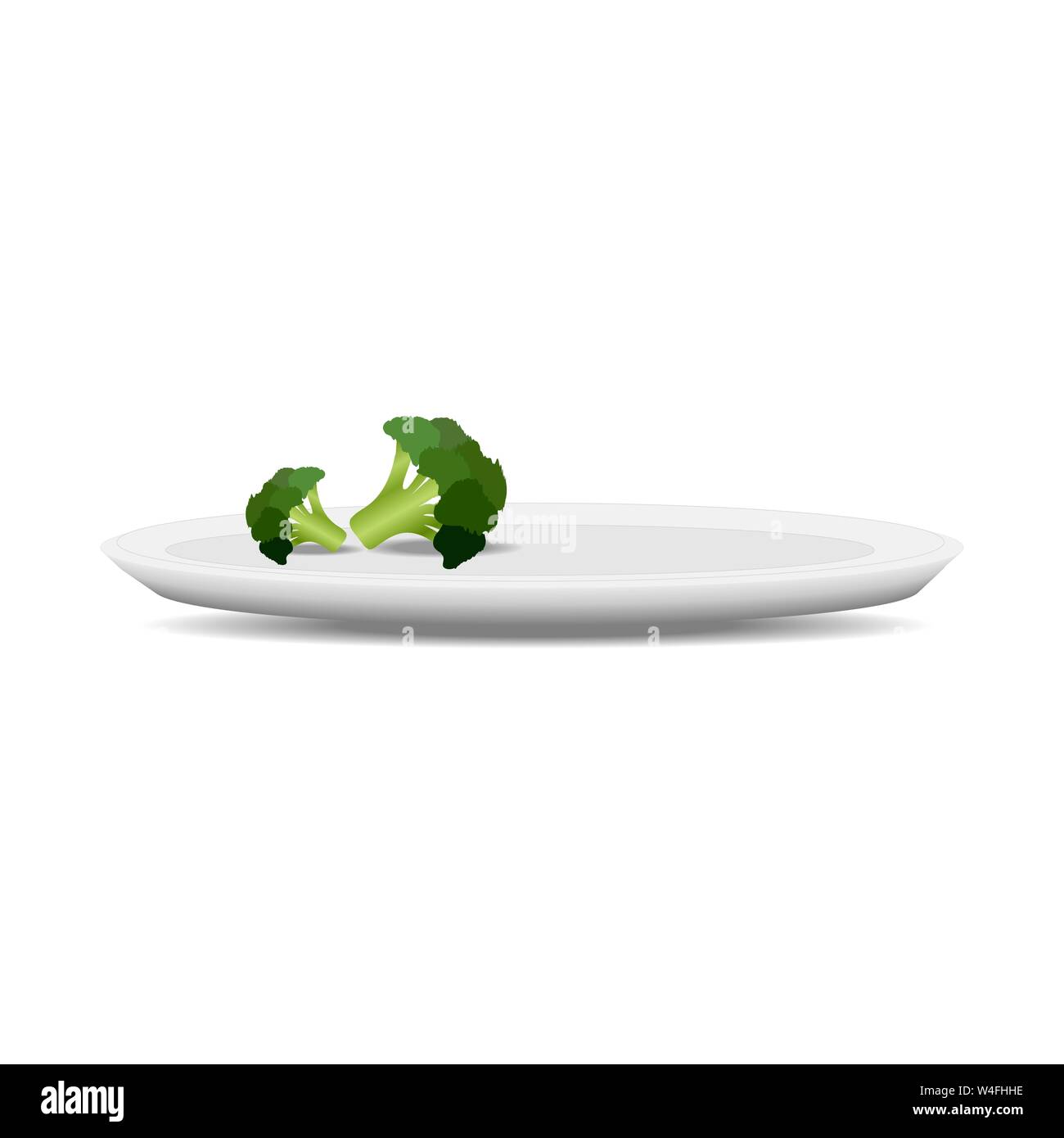 Broccoli cabbage on a plate. Healthy and organic food. Menu for vegetarians or for diet. Stock Vector