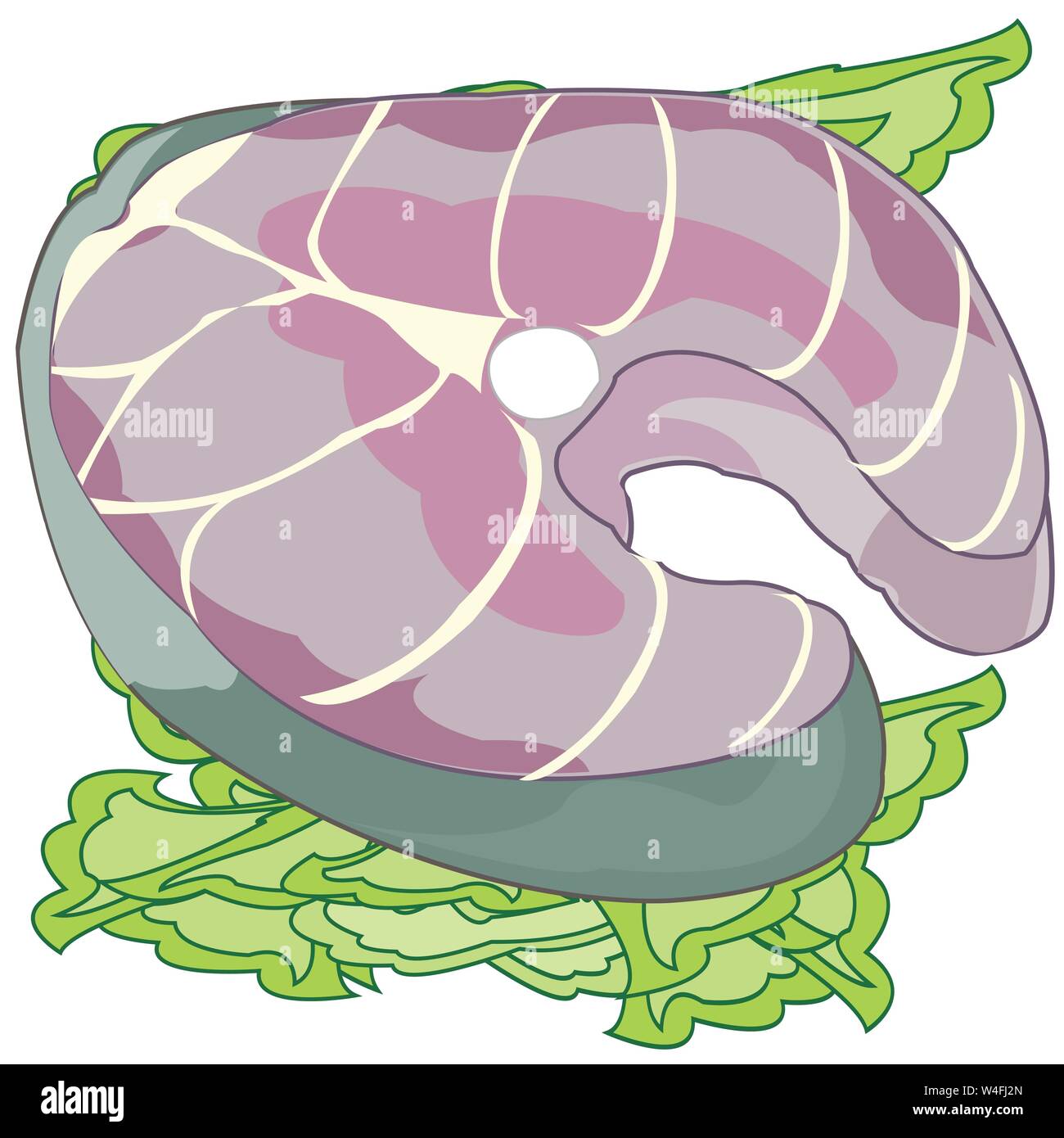 Meat of white fish on white background is insulated Stock Vector