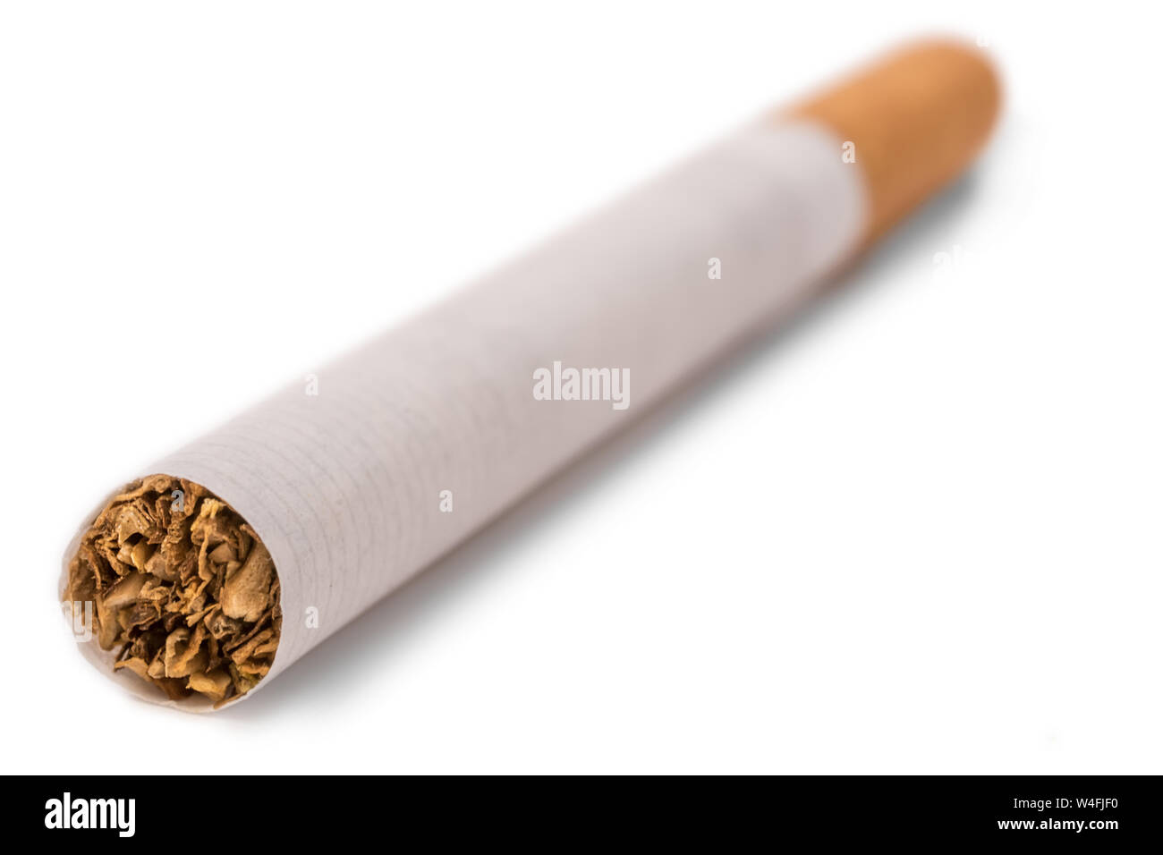 Cigarette isolated in front of white background in sharpness gradient Stock  Photo