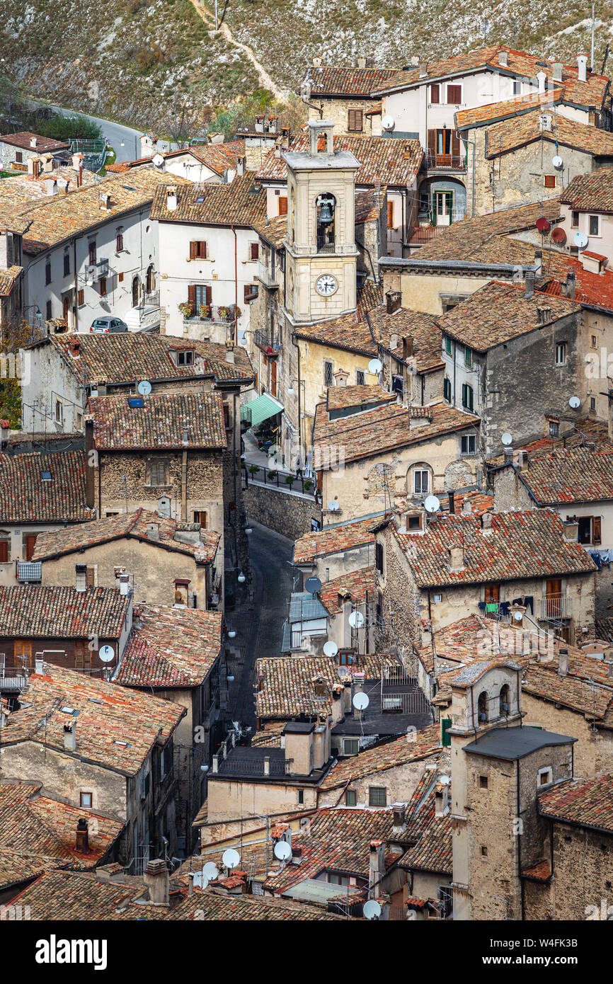 Winter view of authentic medieval villages from above. Scanno, province of L'Aquila, Abruzzo, italy, Europe Stock Photo