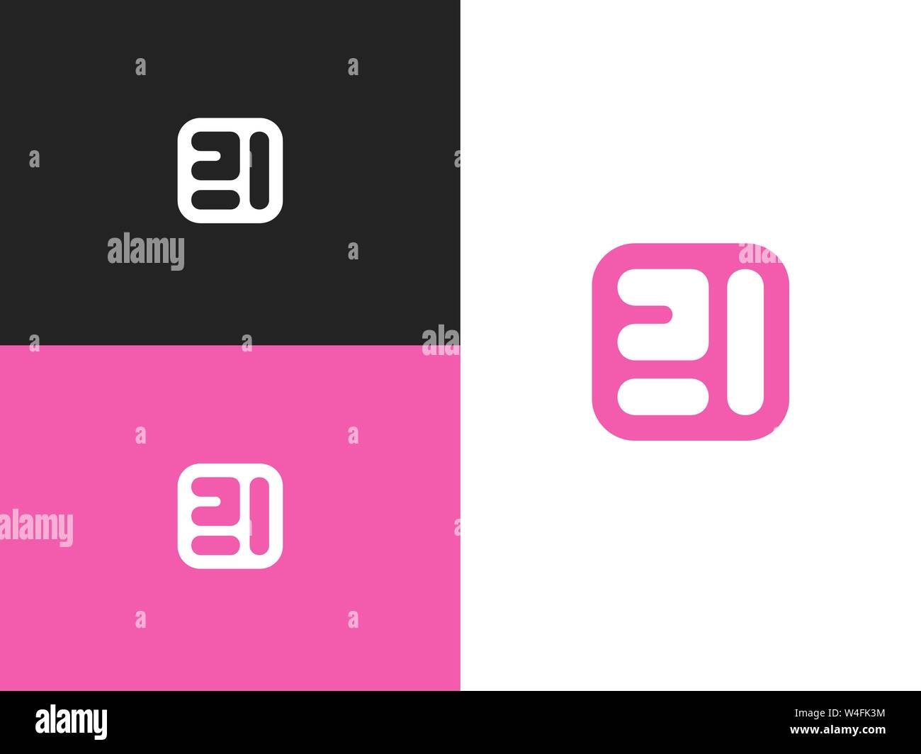 Abstract number 3 logo in square rounded shape Stock Vector