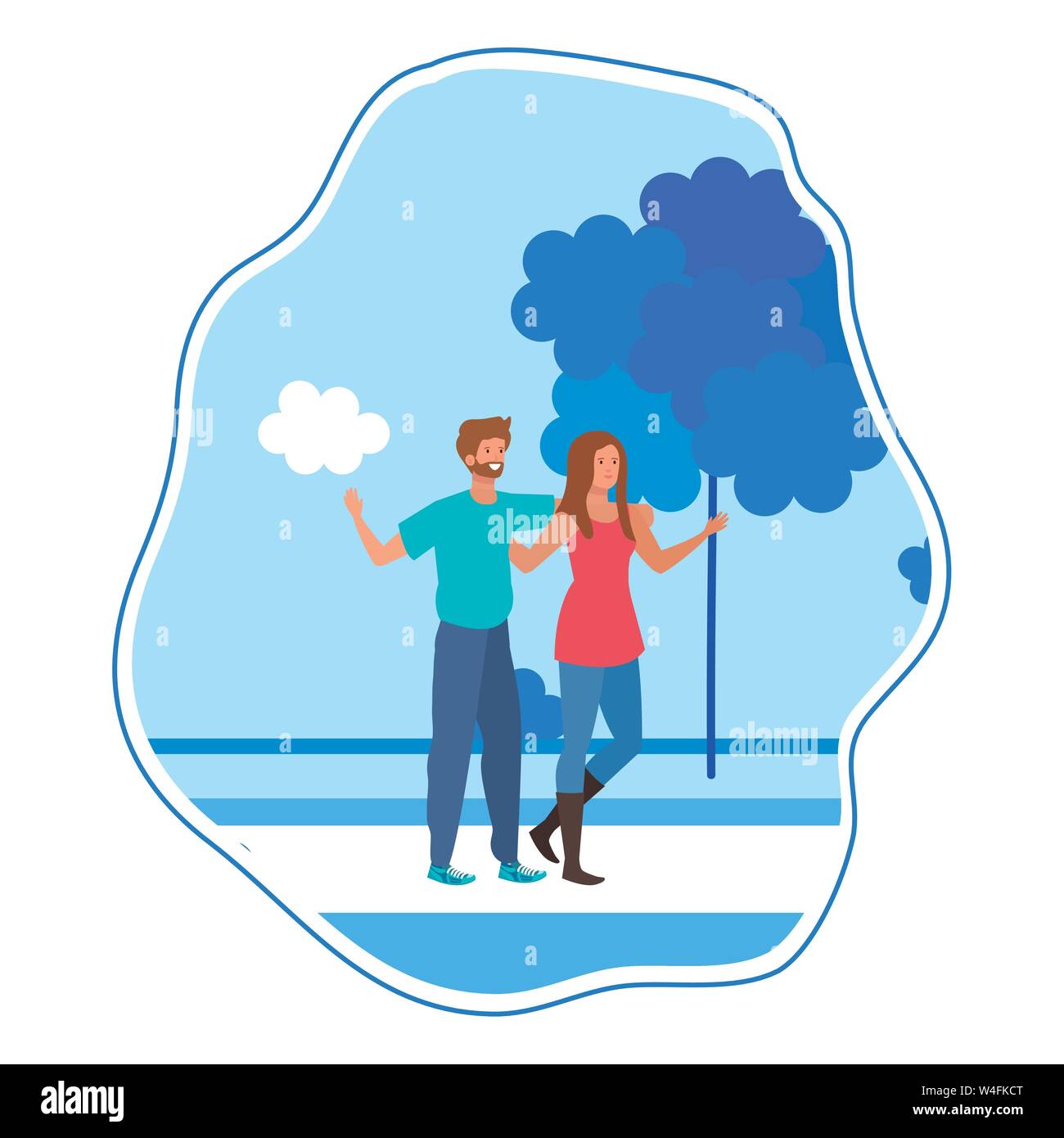 young lovers couple in the landscape Stock Vector Image & Art - Alamy