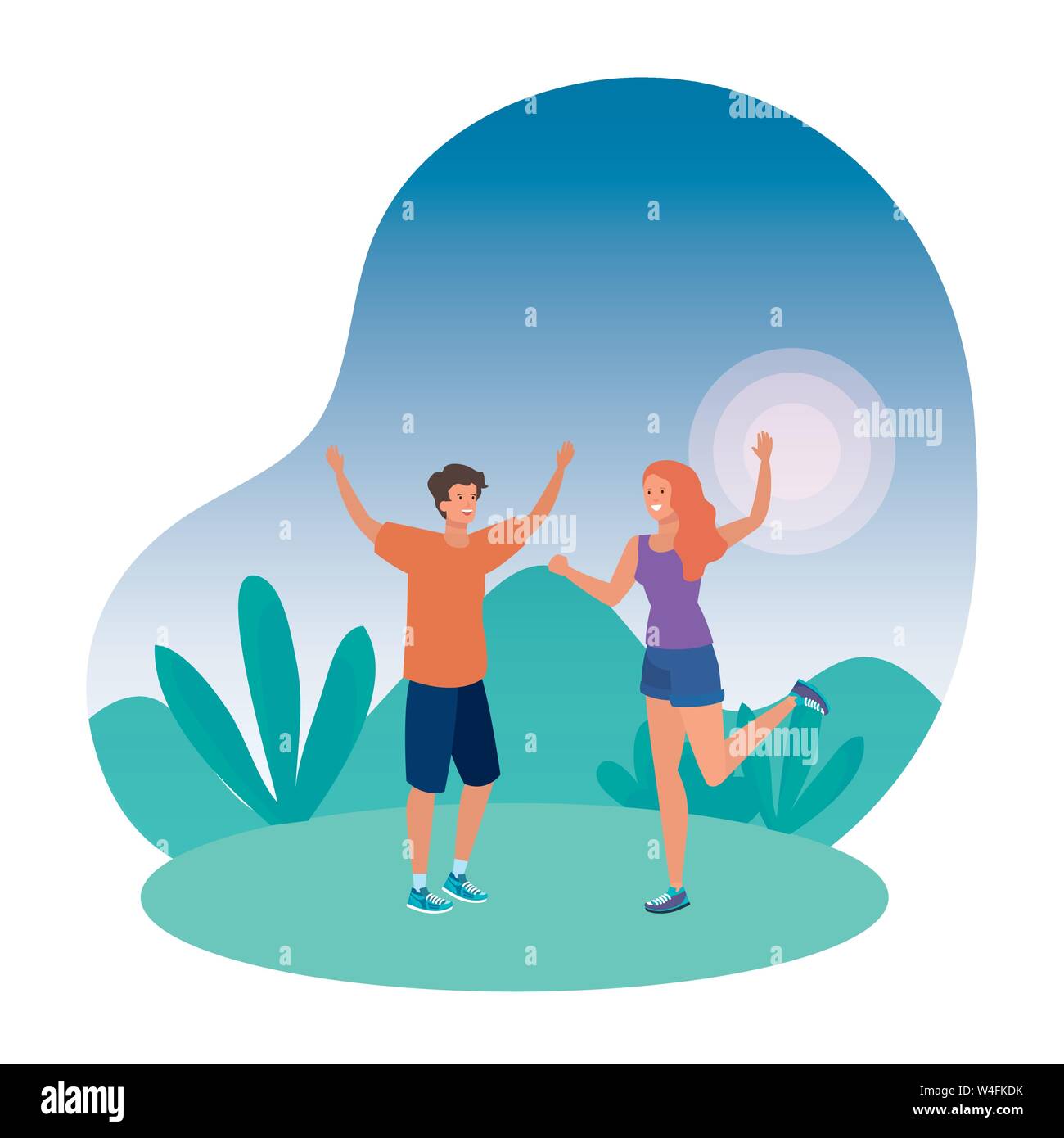 young lovers couple celebrating in the park Stock Vector Image & Art ...