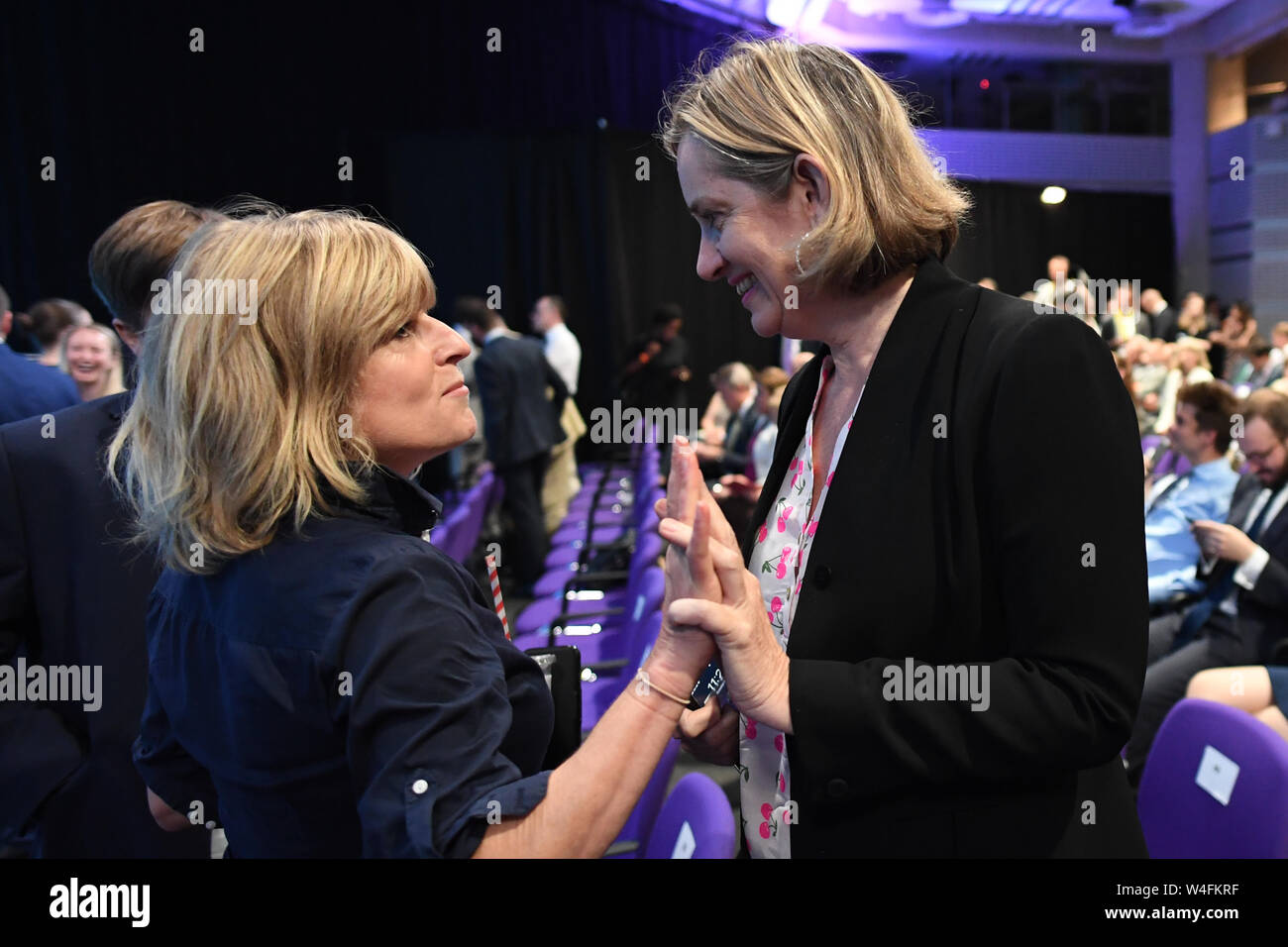 Amber Rudd (right) and Rachel Johnson at the Queen Elizabeth II Centre ...