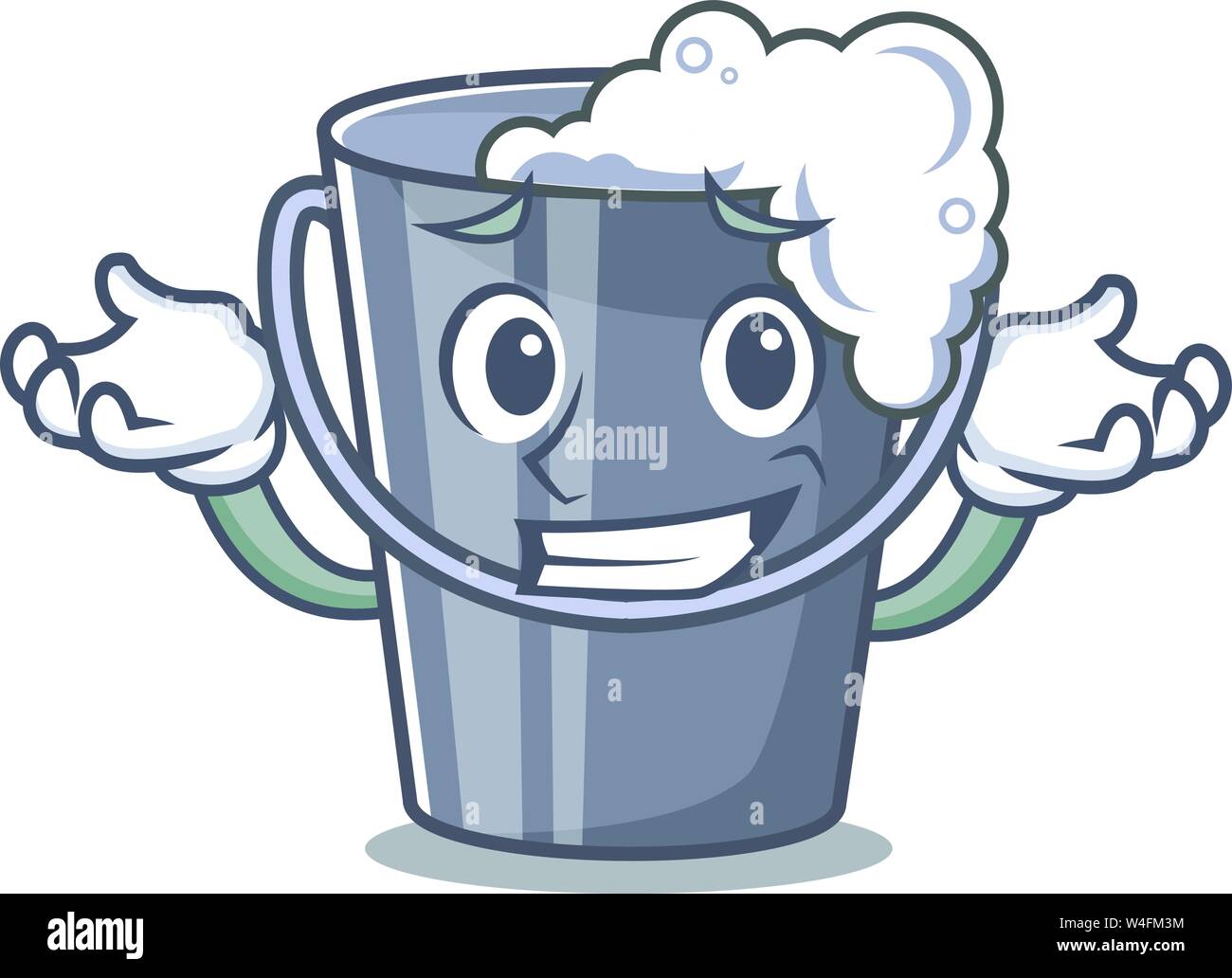 Grinning soapy water in a cartoon bucket vector illustration Stock