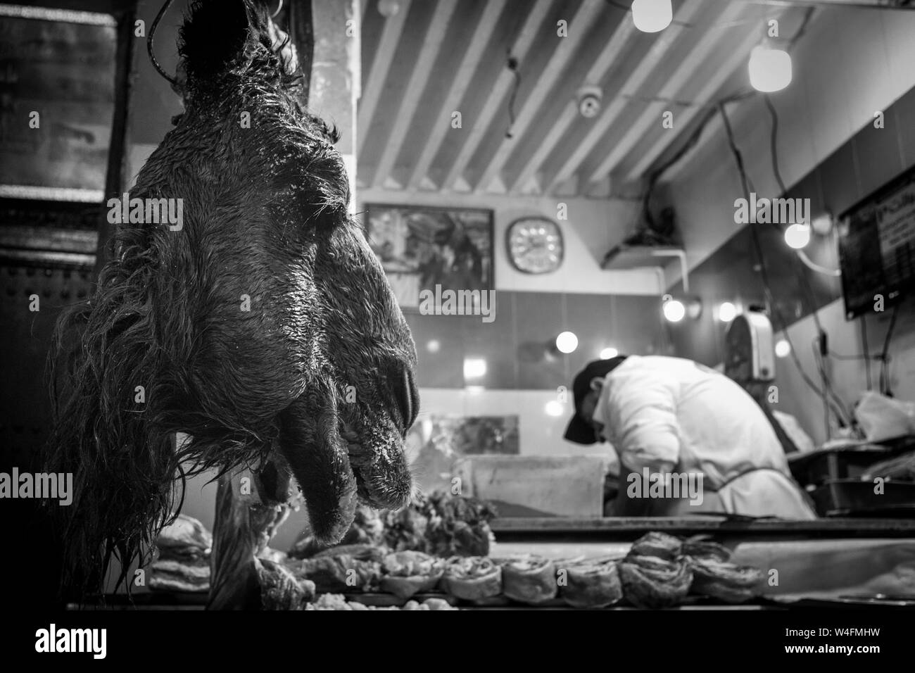 Morocco, Fes, Medina, butcher Stock Photo