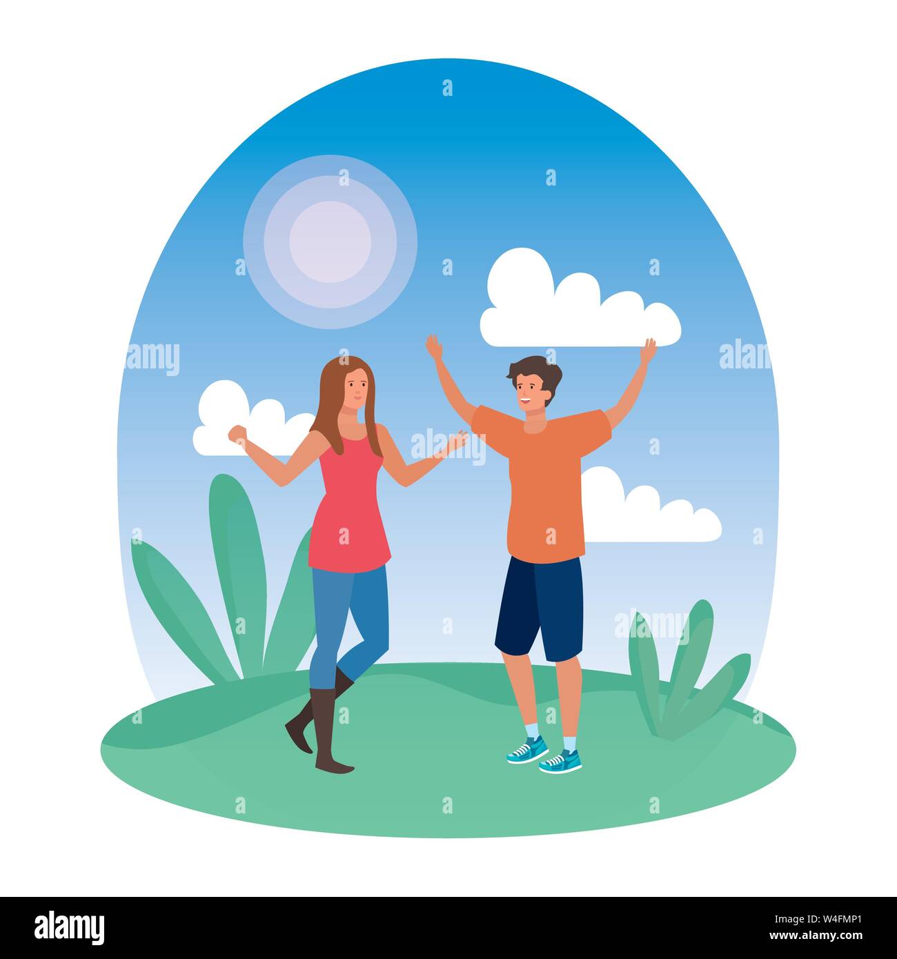 young lovers couple celebrating in the park Stock Vector Image & Art ...