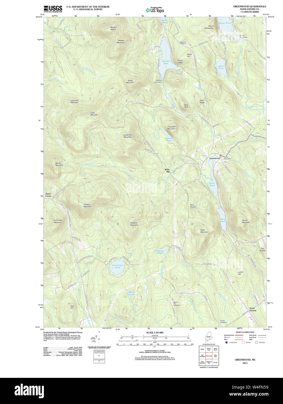 Maine USGS Historical Map Greenwood 20110902 TM Restoration Stock Photo
