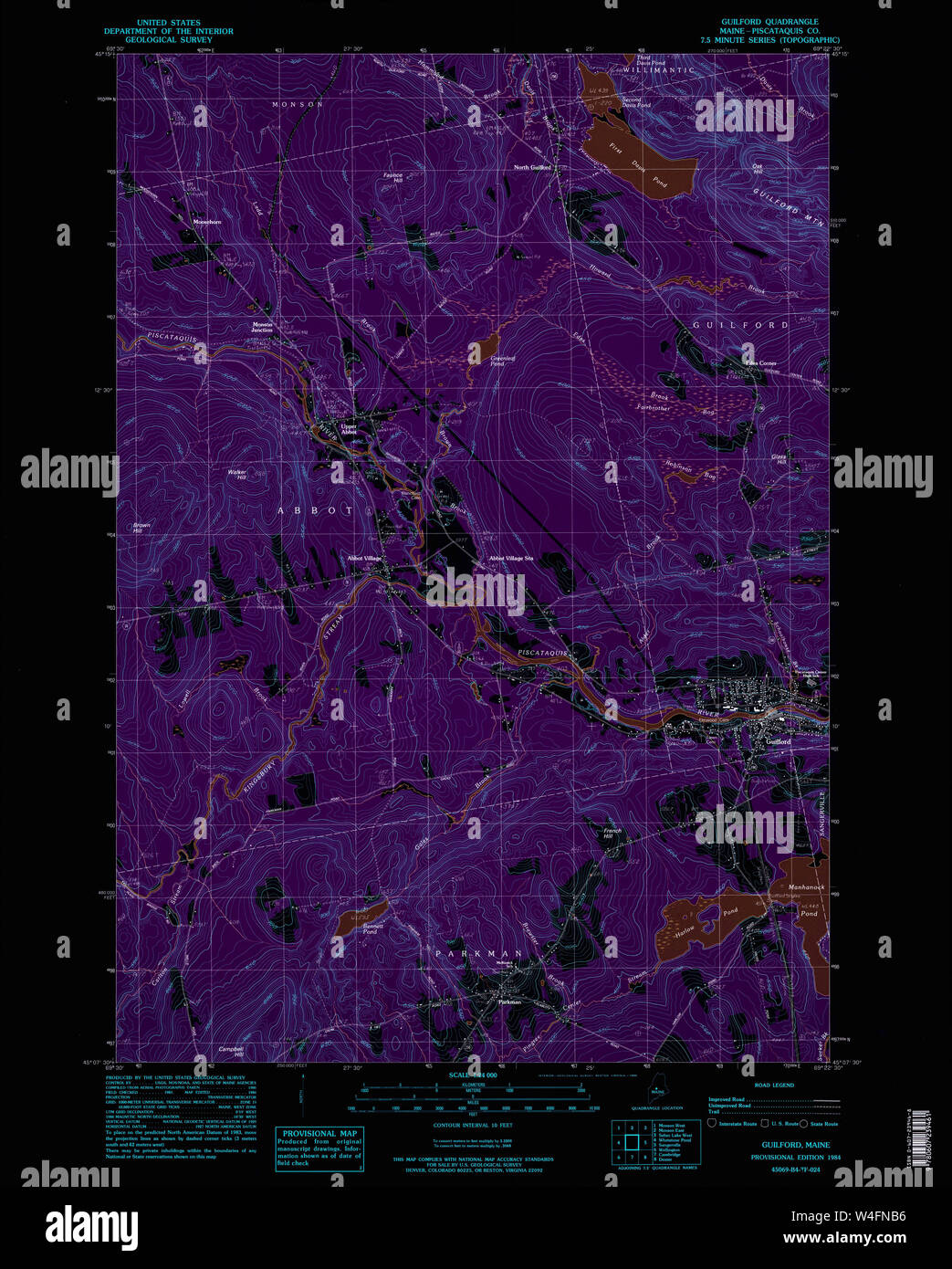 Maine USGS Historical Map Guilford 105181 1984 24000 Inversion