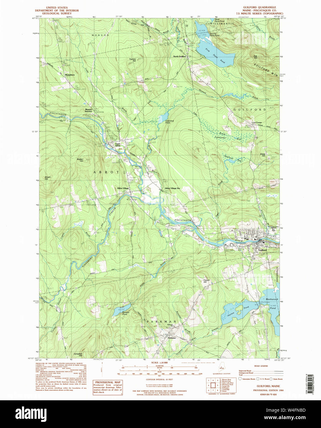 Maine USGS Historical Map Guilford 105181 1984 24000 Restoration Stock