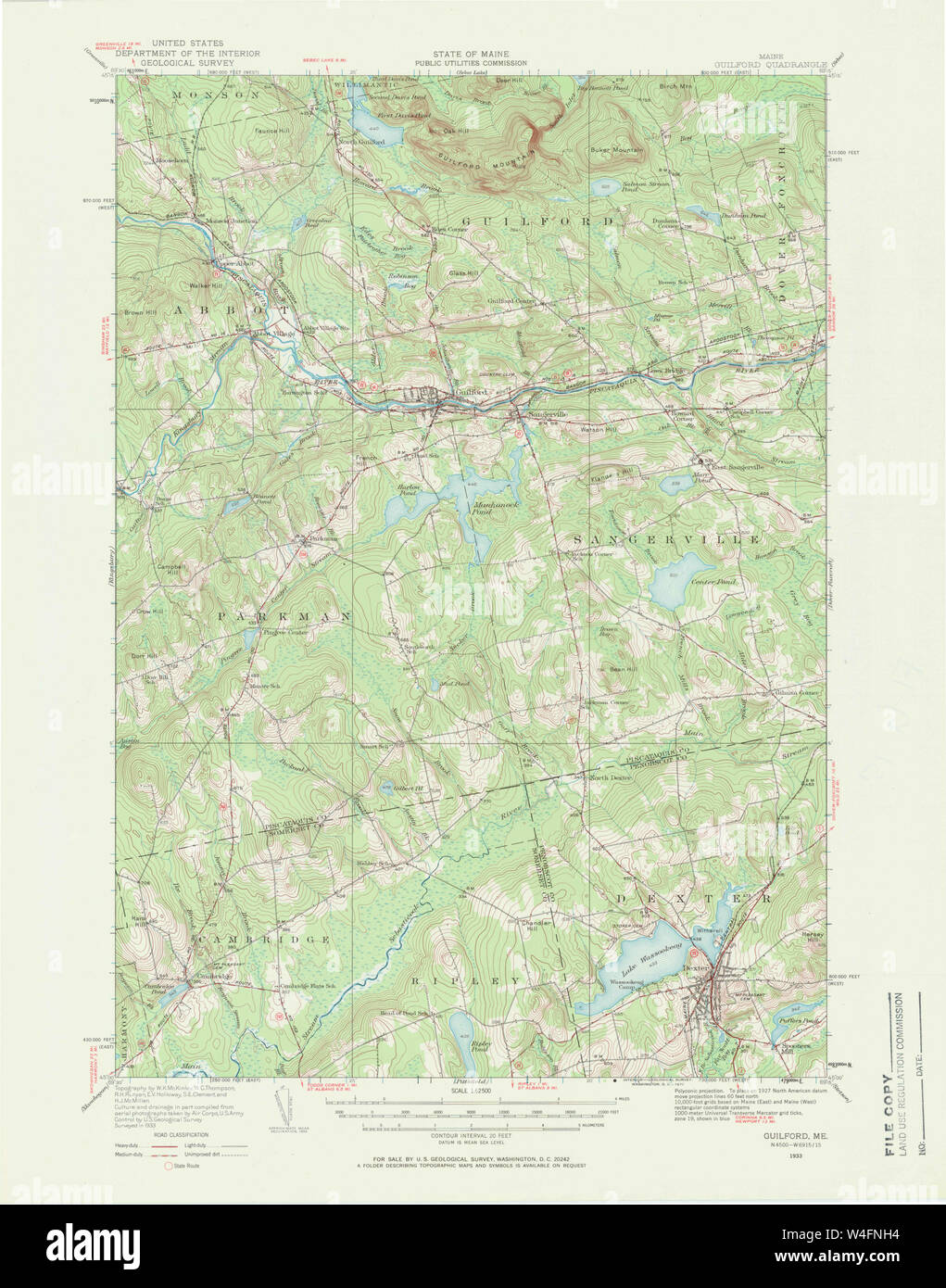 Maine USGS Historical Map Guilford 306600 1933 62500 Restoration Stock