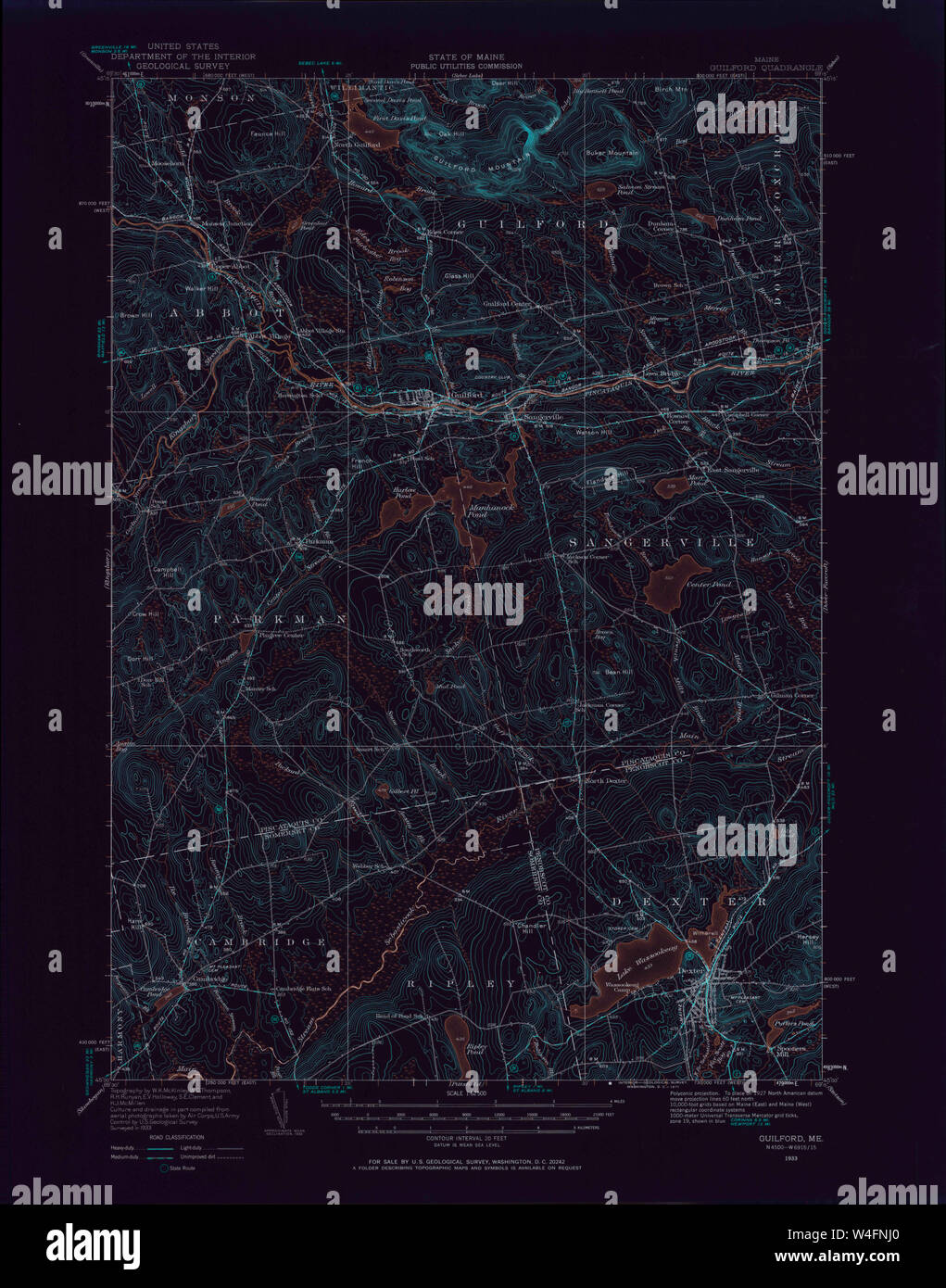 Maine USGS Historical Map Guilford 306601 1933 62500 Inversion