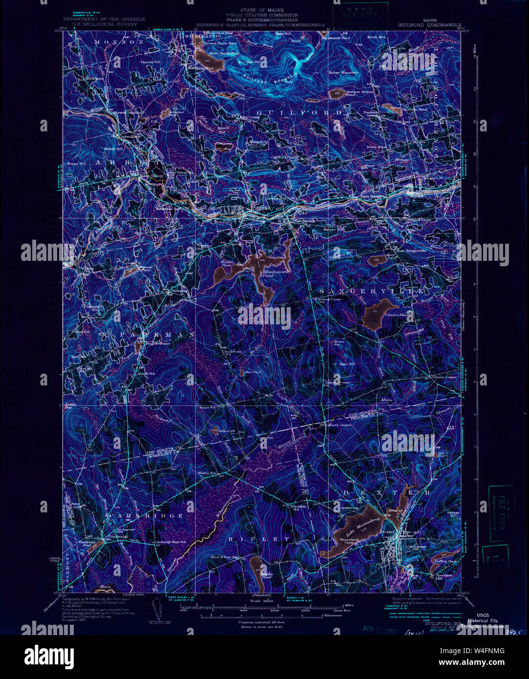 Maine USGS Historical Map Guilford 460468 1937 62500 Inversion