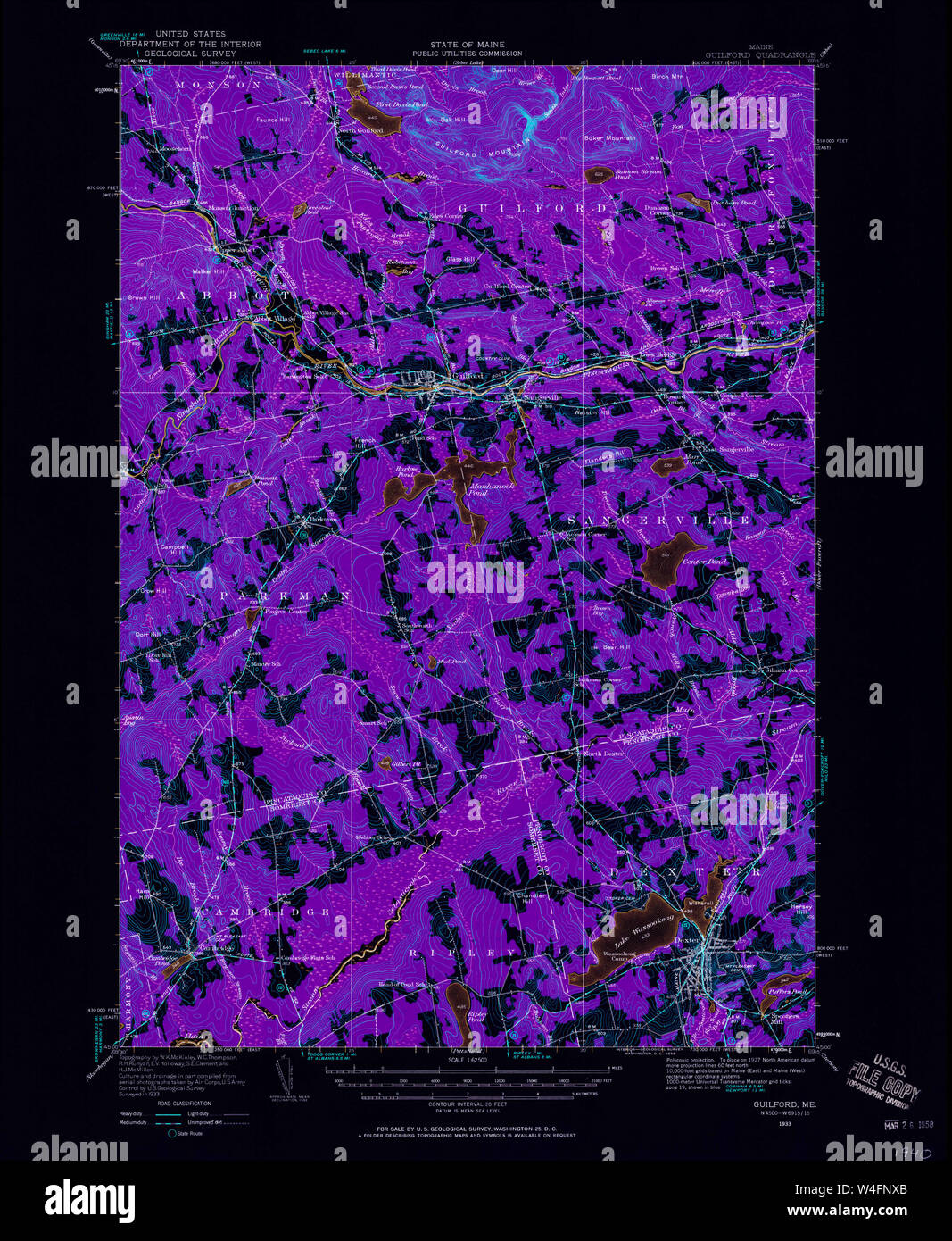 Maine USGS Historical Map Guilford 460470 1933 62500 Inversion