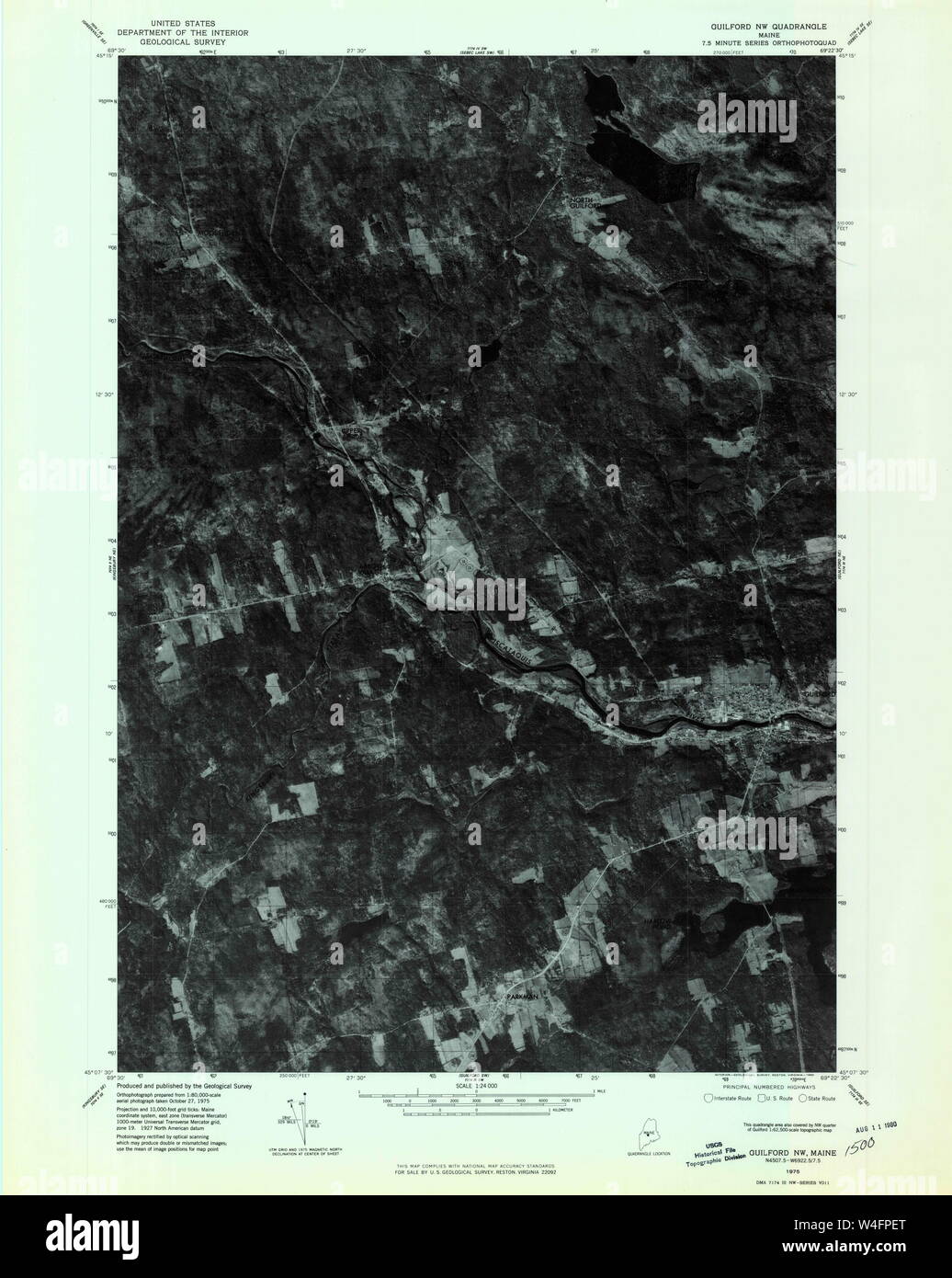 Maine USGS Historical Map Guilford NW 806744 1975 24000 Restoration