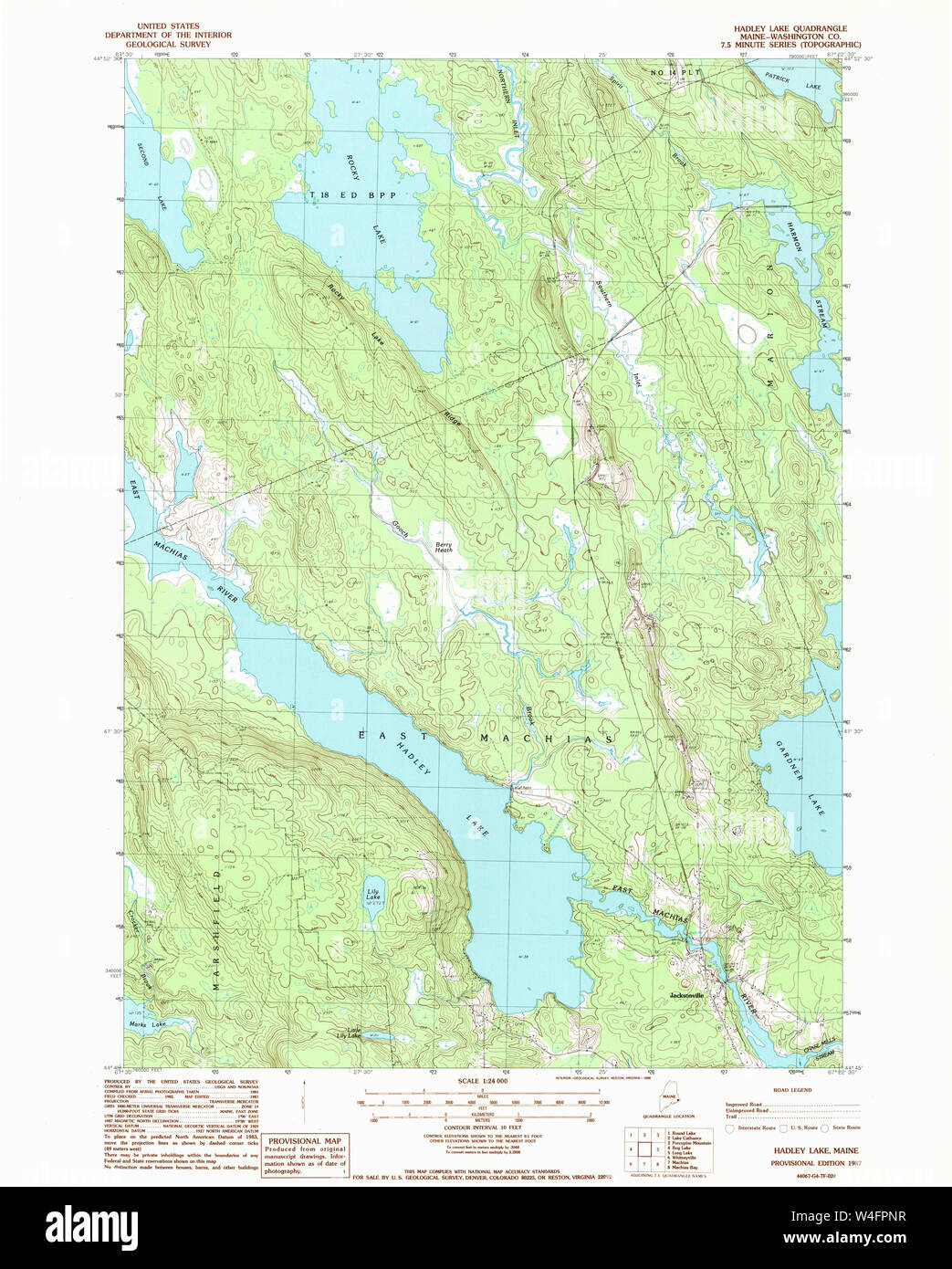 Maine USGS Historical Map Hadley Lake 105183 1987 24000 Restoration Stock Photo Alamy