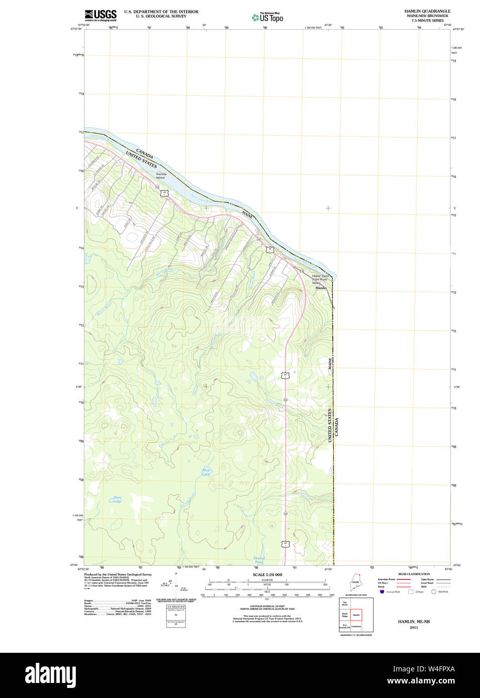 Maine USGS Historical Map Hamlin 20110825 TM Restoration Stock Photo