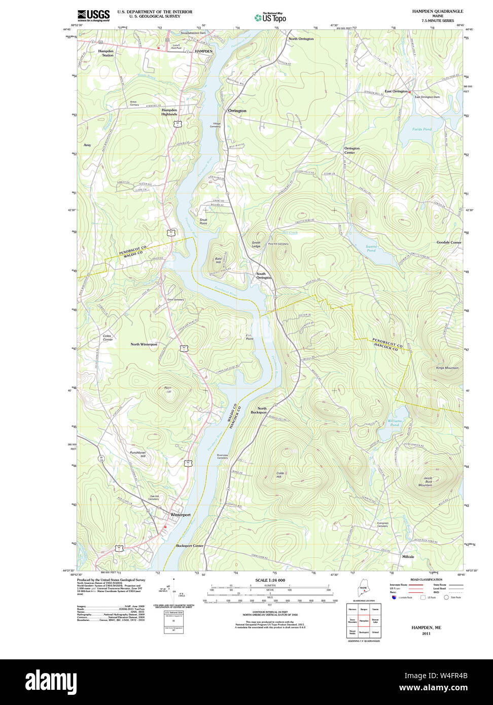 Maine USGS Historical Map Hampden 20110909 TM Restoration Stock Photo