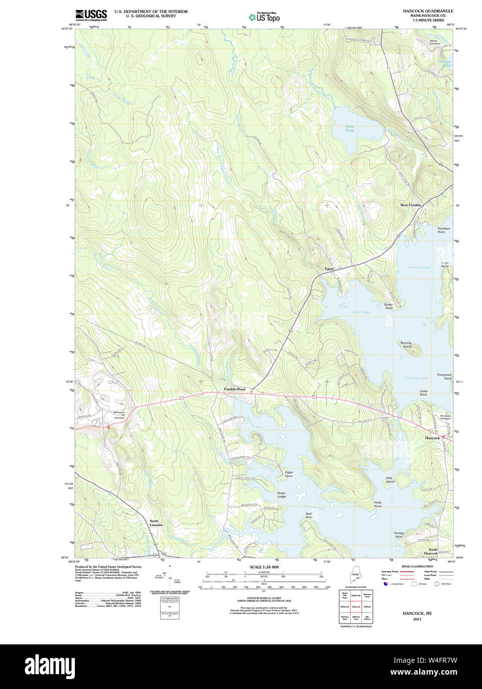 Maine USGS Historical Map Hancock 20110919 TM Restoration Stock Photo