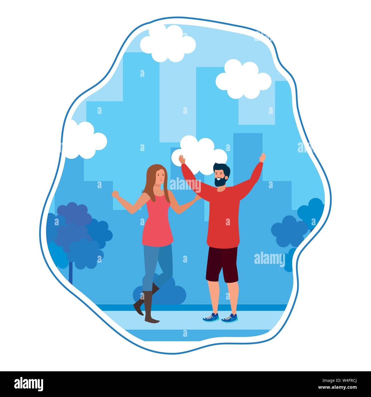 young lovers couple celebrating in the park Stock Vector Image & Art ...