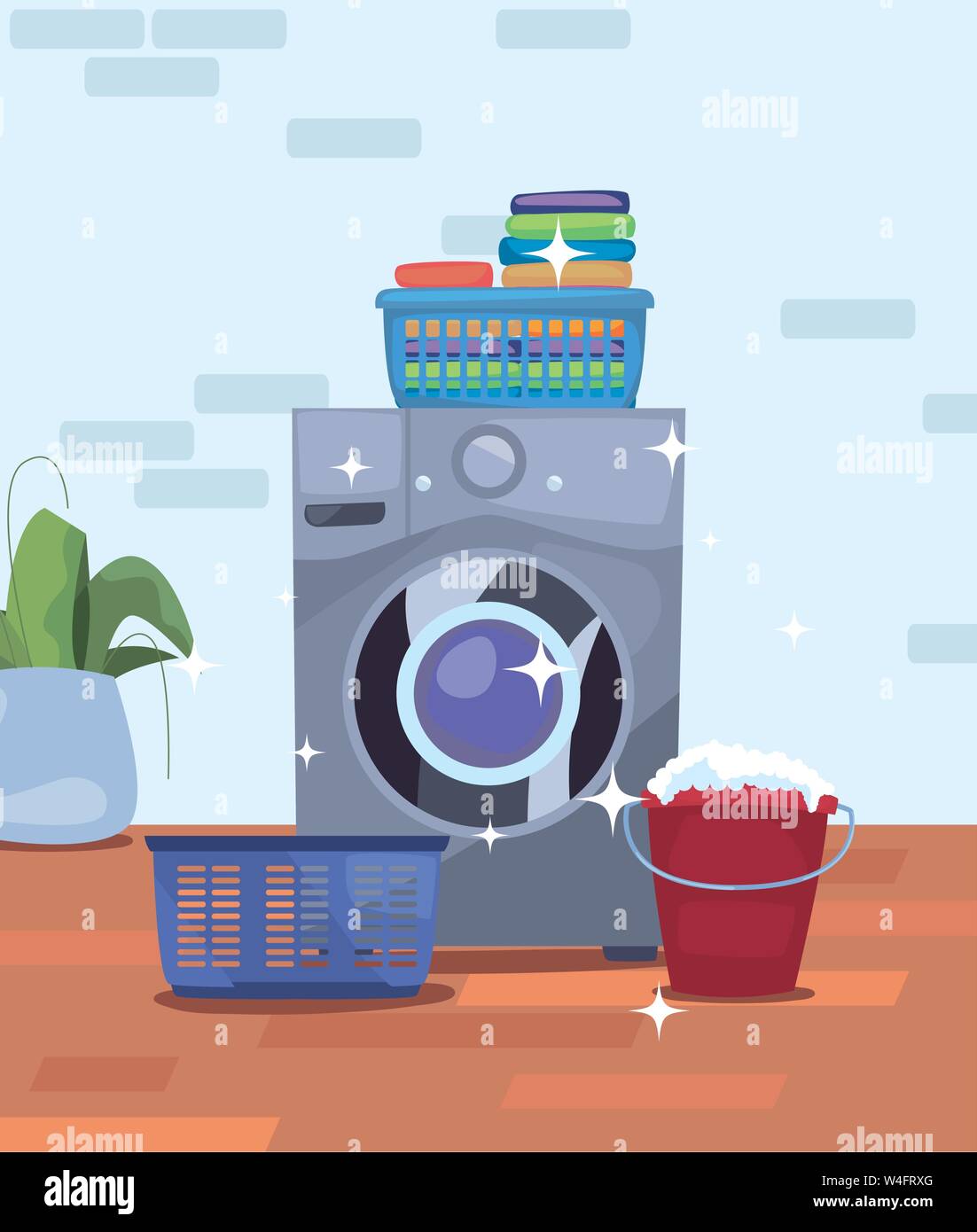 bucket warning board bubbles cleaning products and supplies vector