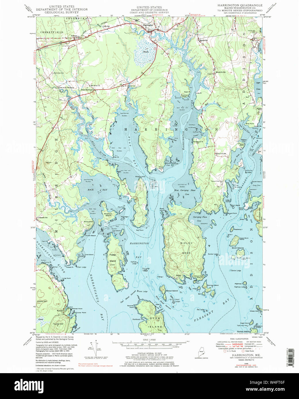 Maine USGS Historical Map Harrington 105197 1948 24000 Restoration