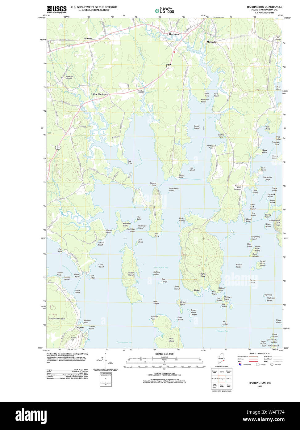 Maine USGS Historical Map Harrington 20110912 TM Restoration Stock