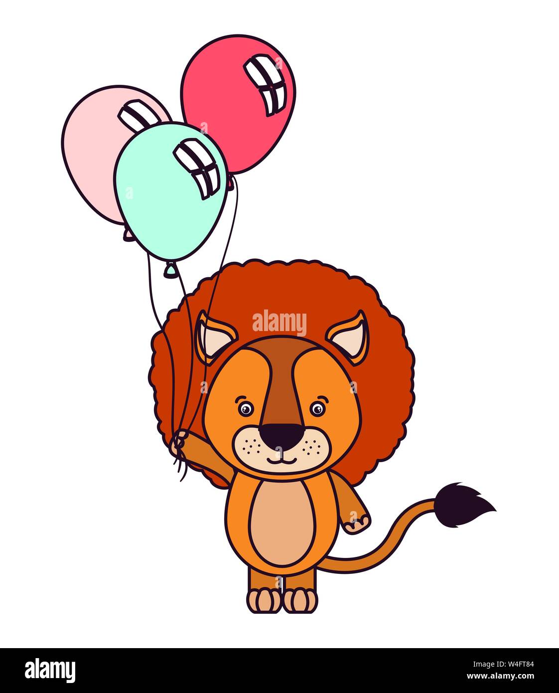 cute lion with helium balloons Stock Vector Image & Art - Alamy