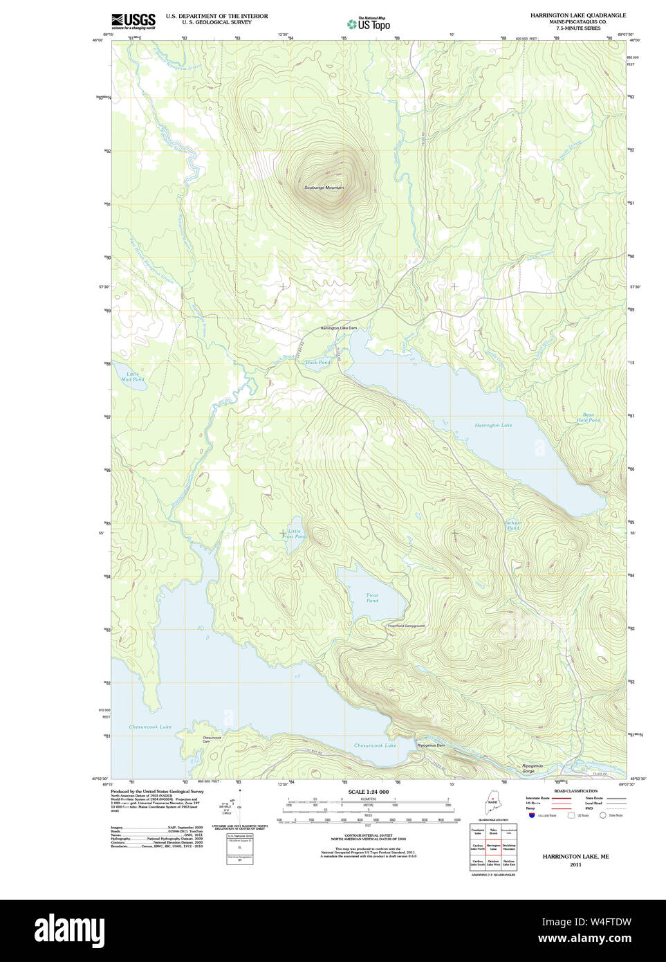 Maine USGS Historical Map Harrington Lake 20110831 TM Restoration Stock