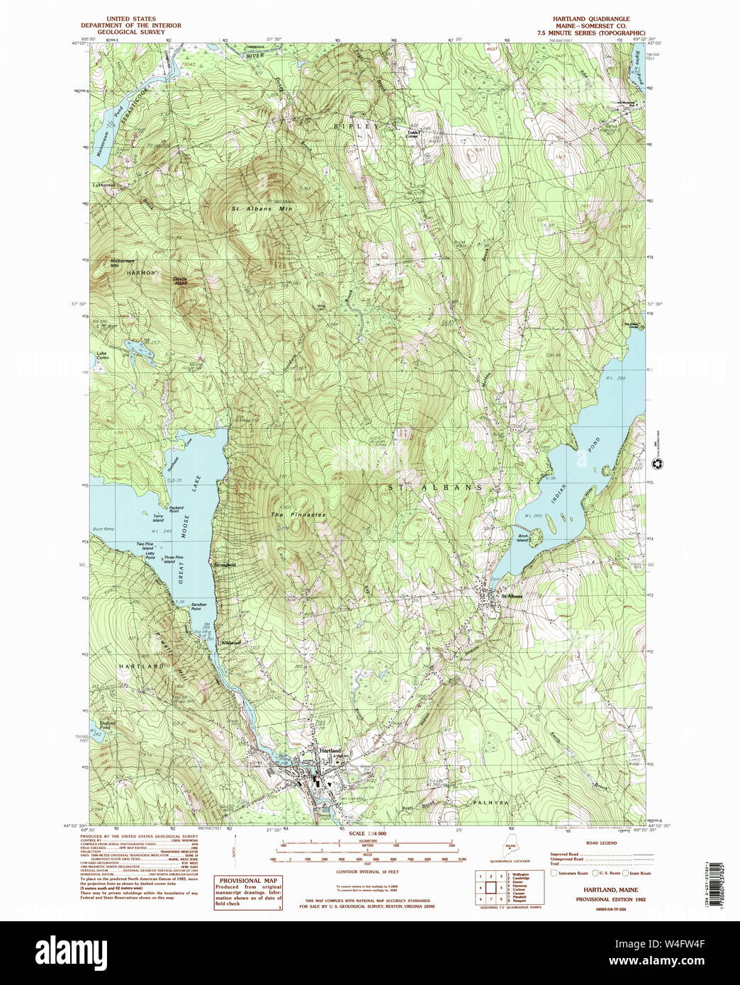 Maine USGS Historical Map Hartland 105200 1982 24000 Restoration Stock ...