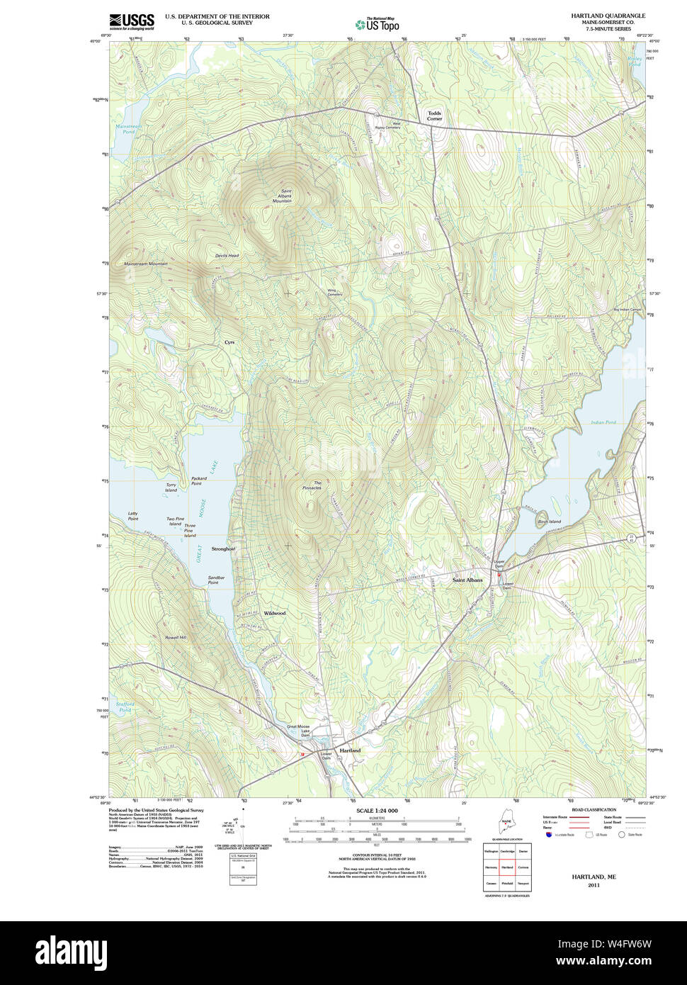 Maine USGS Historical Map Hartland 20110906 TM Restoration Stock Photo
