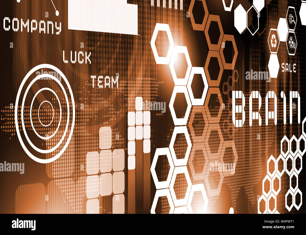 Digital business background image with icons on media screen Stock