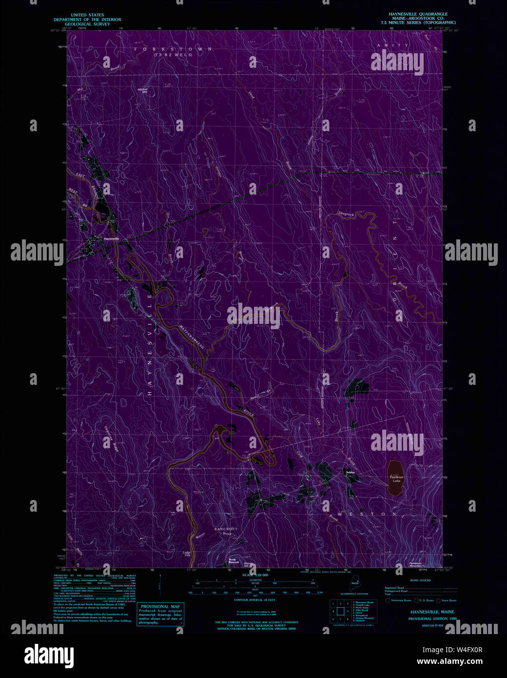 Maine USGS Historical Map Haynesville 105208 1989 24000 Inversion