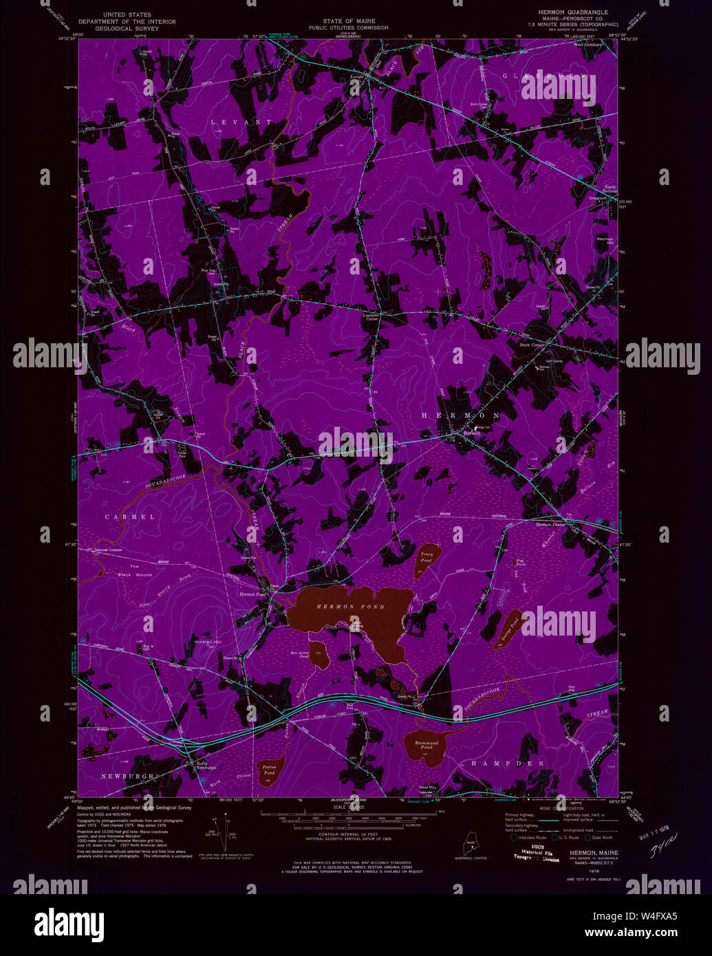 Maine USGS Historical Map Hermon 806759 1978 24000 Inversion