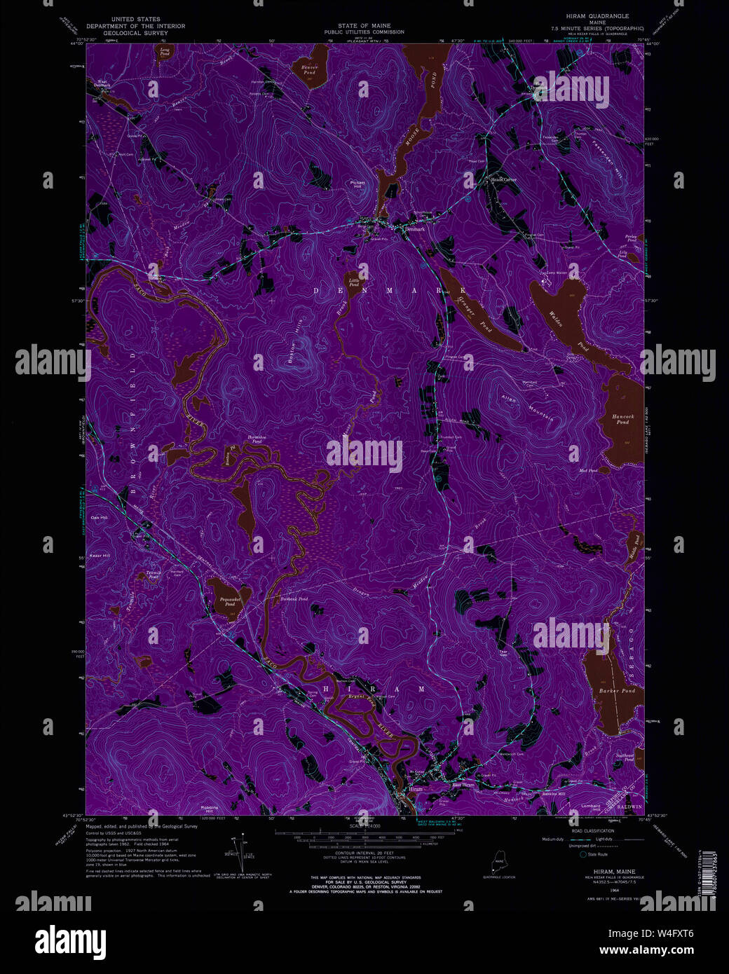 Maine USGS Historical Map Hiram 105214 1964 24000 Inversion Restoration