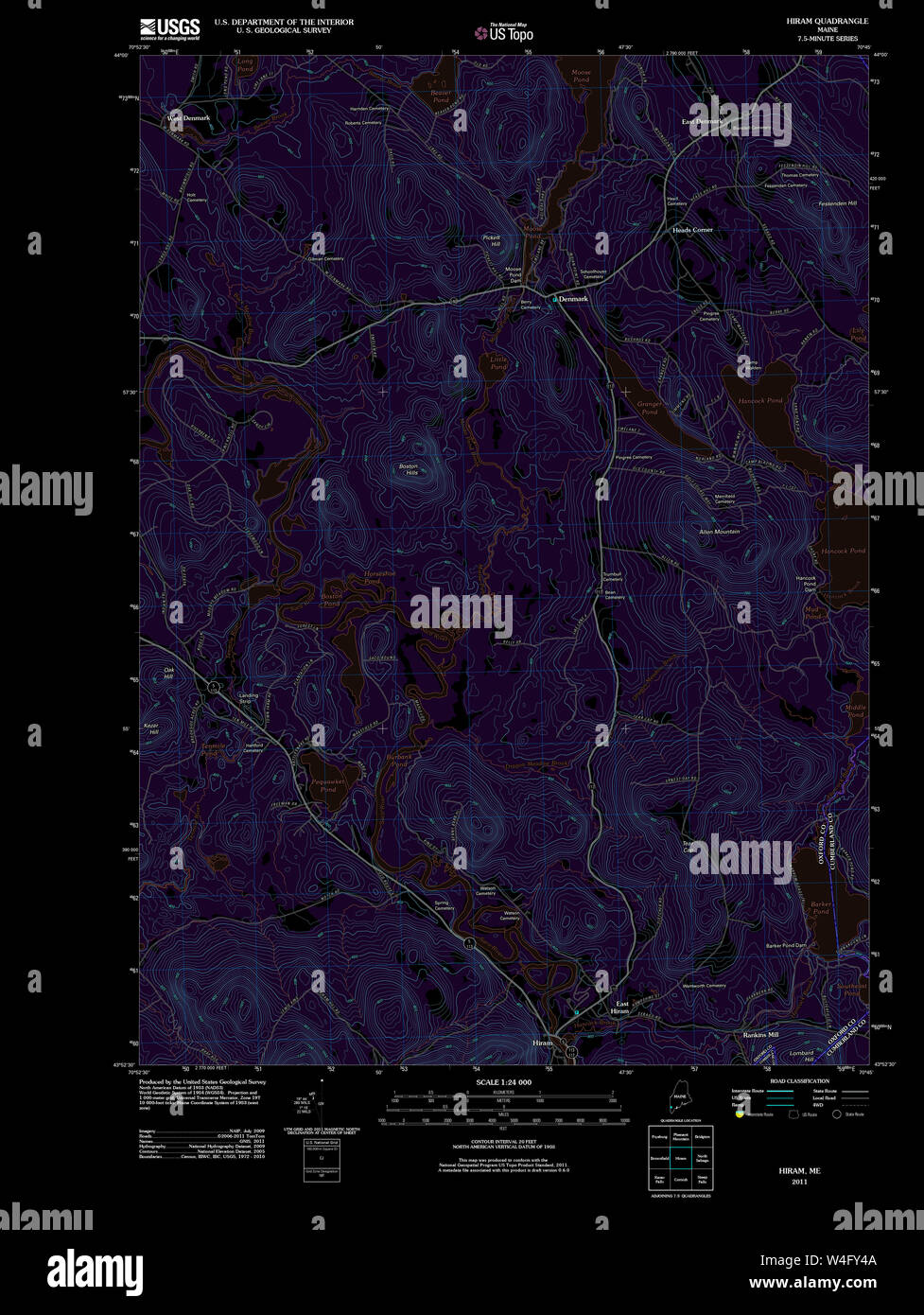 Maine USGS Historical Map Hiram 20110825 TM Inversion Restoration Stock