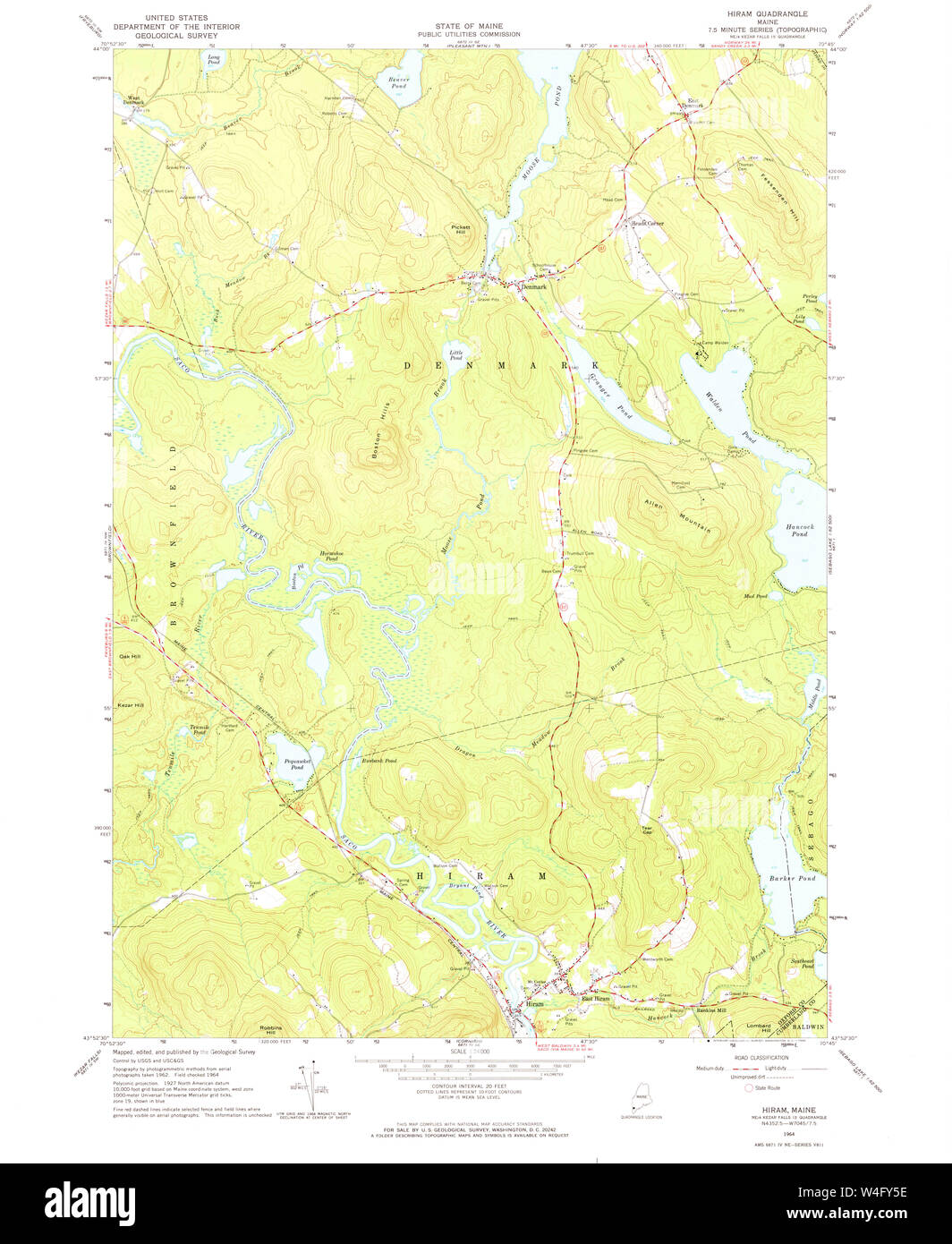 Maine USGS Historical Map Hiram 460480 1964 24000 Restoration Stock