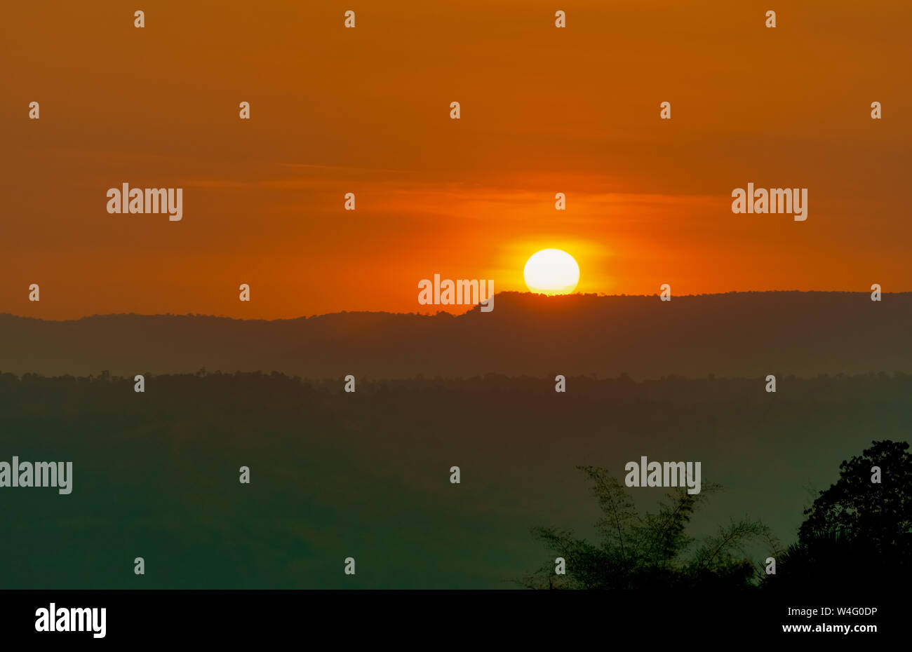 Beautiful nature landscape of mountain with sunset sky and clouds ...